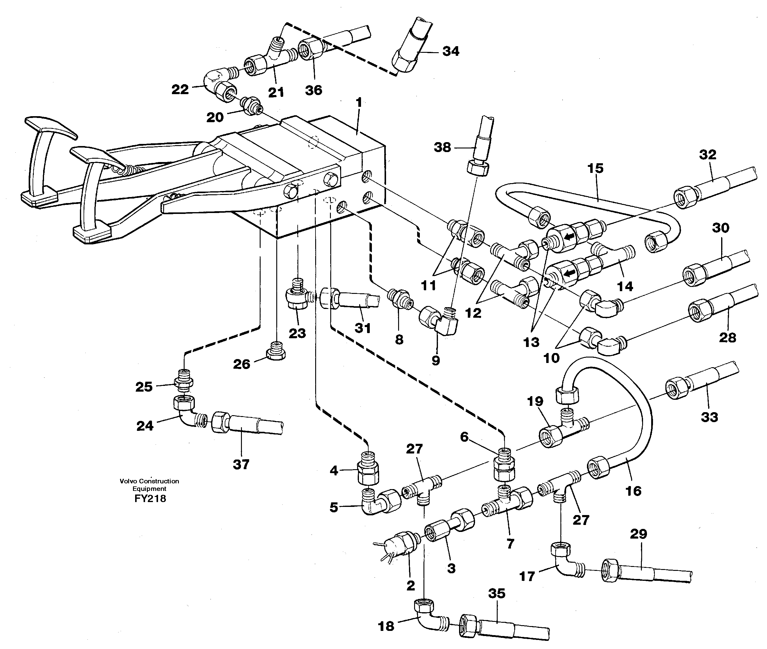 Pedal valve with connections — volvo parts diagram