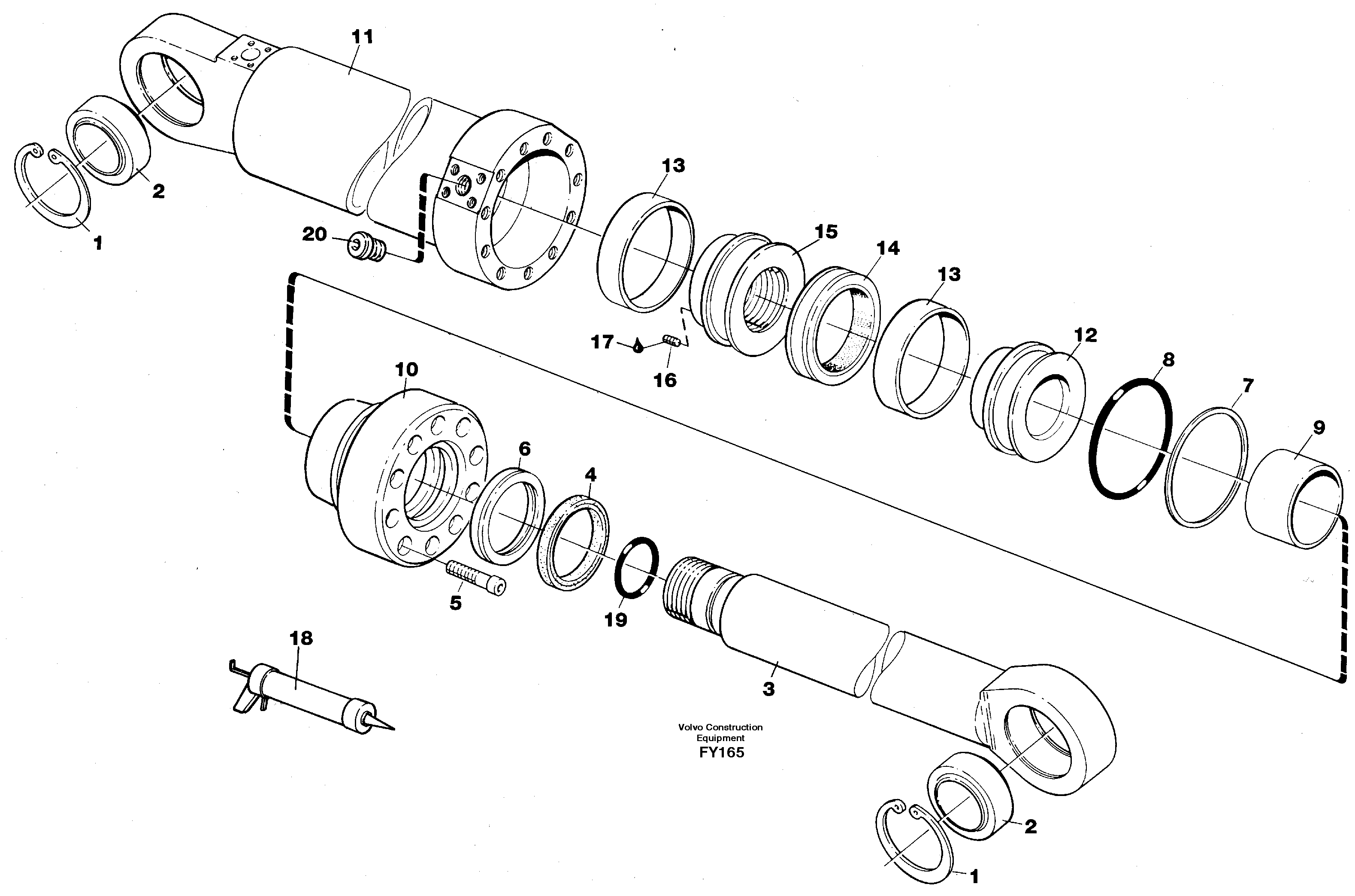 Hydraulic cylinder, dozer blade  14259920 — volvo parts diagram