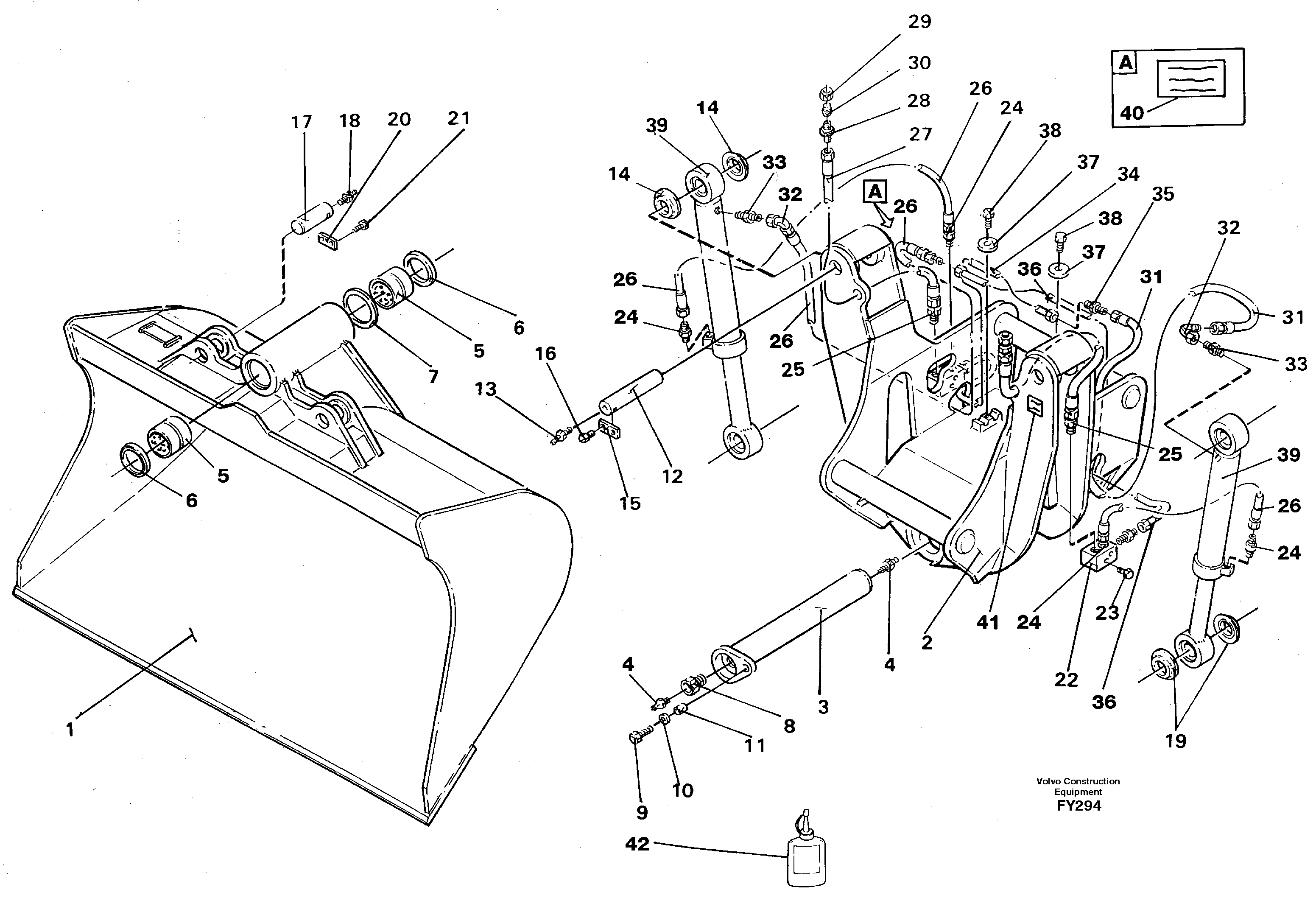 Articulated slope bucket  14265051 — volvo parts diagram