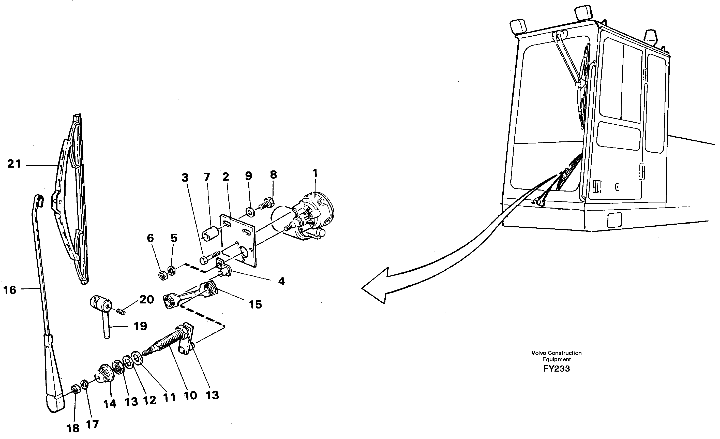Windscreen wiper, lower — volvo parts diagram