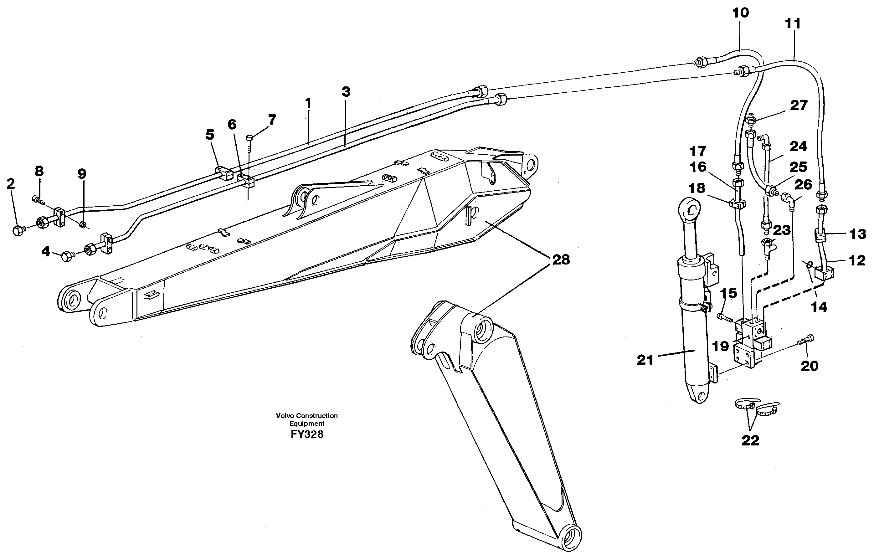 Hydraulic hammer equipment,adjustable boom  14253462 — volvo parts diagram