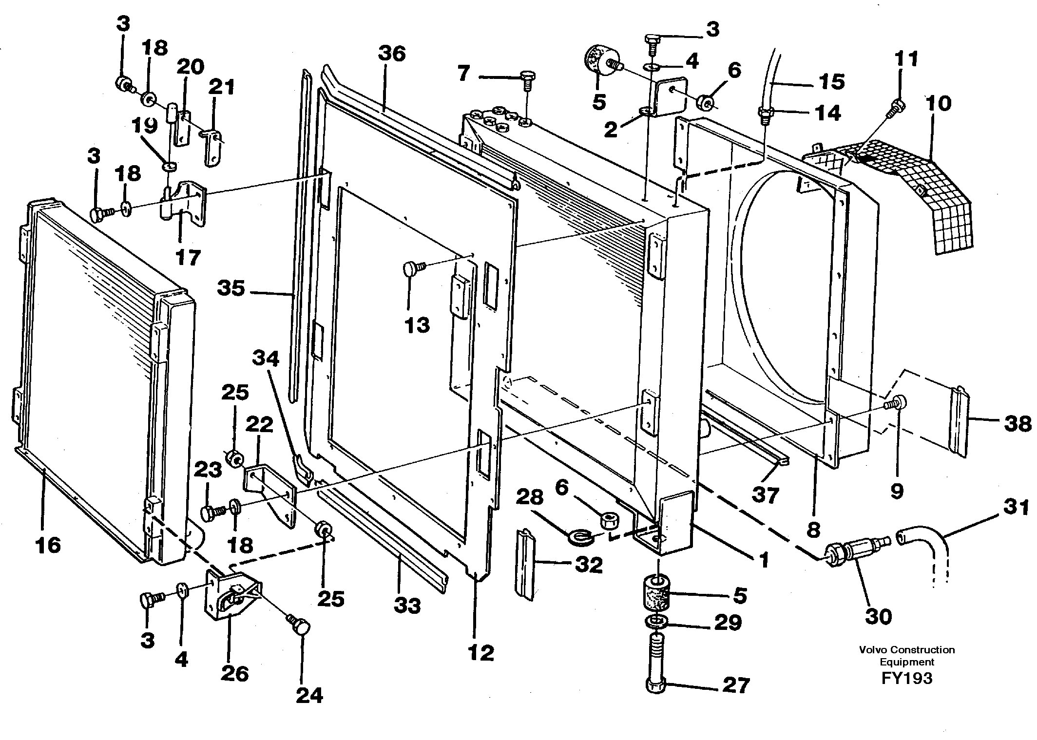 Hydraulic oil cooler — volvo parts diagram