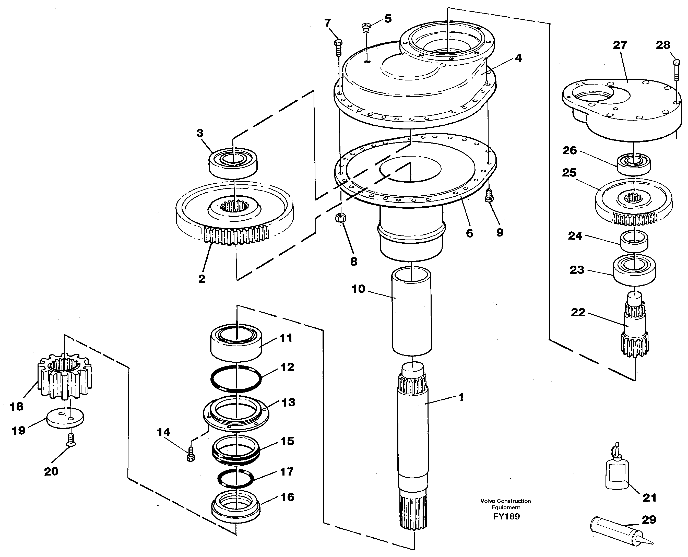 Swing gearbox — volvo parts diagram