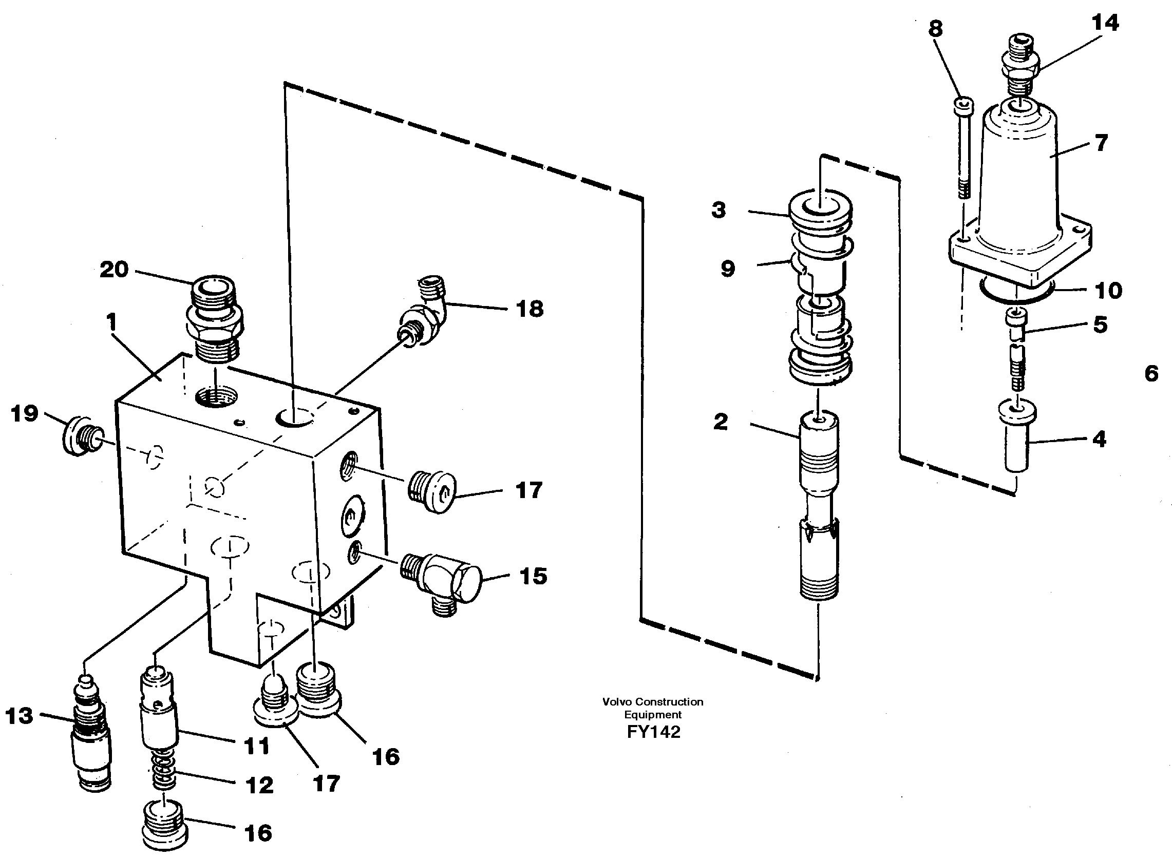 Hose rupture valve, adjustable boom — volvo parts diagram