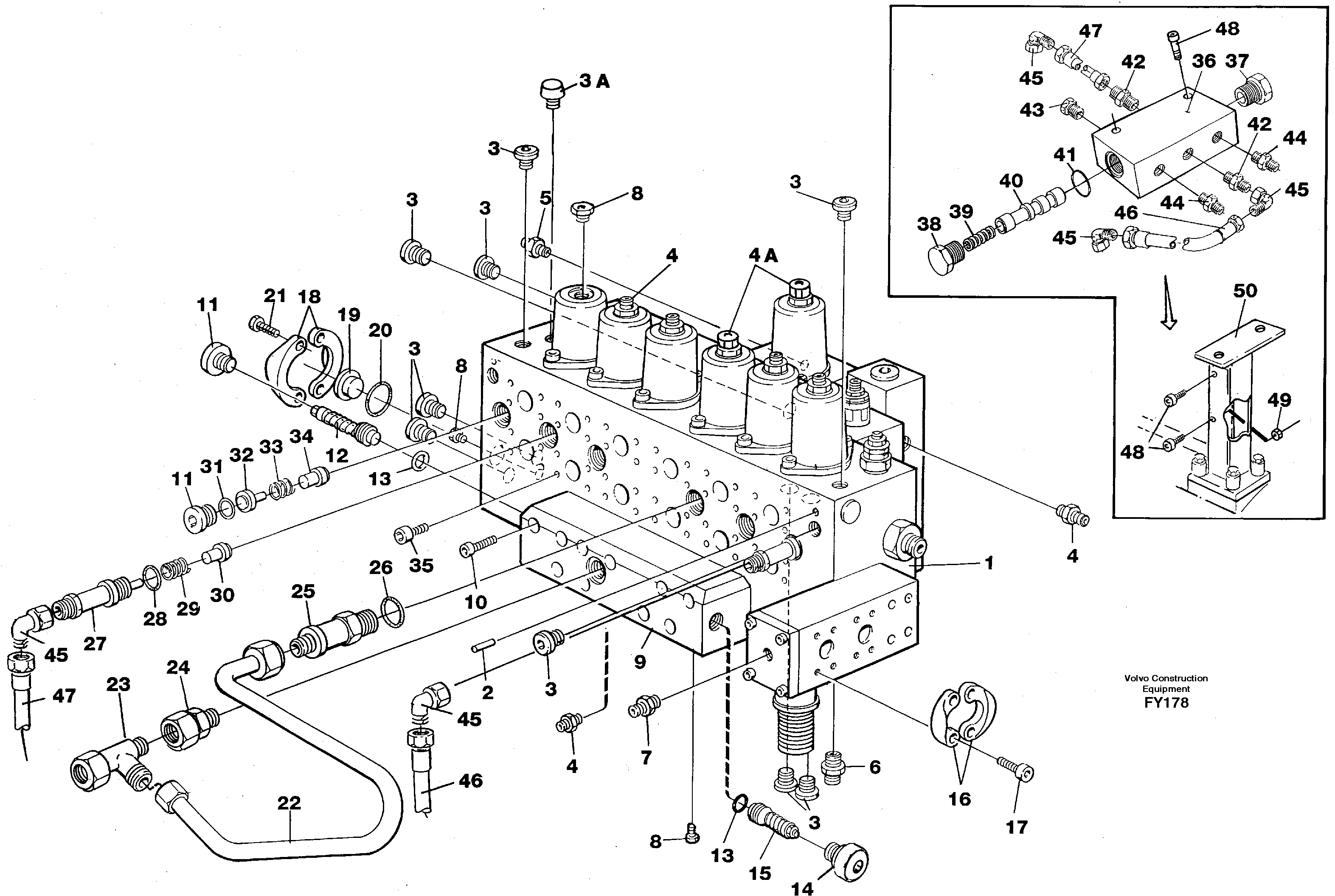 Main valve assembly, tubes connections, assembly bloc — volvo parts diagram