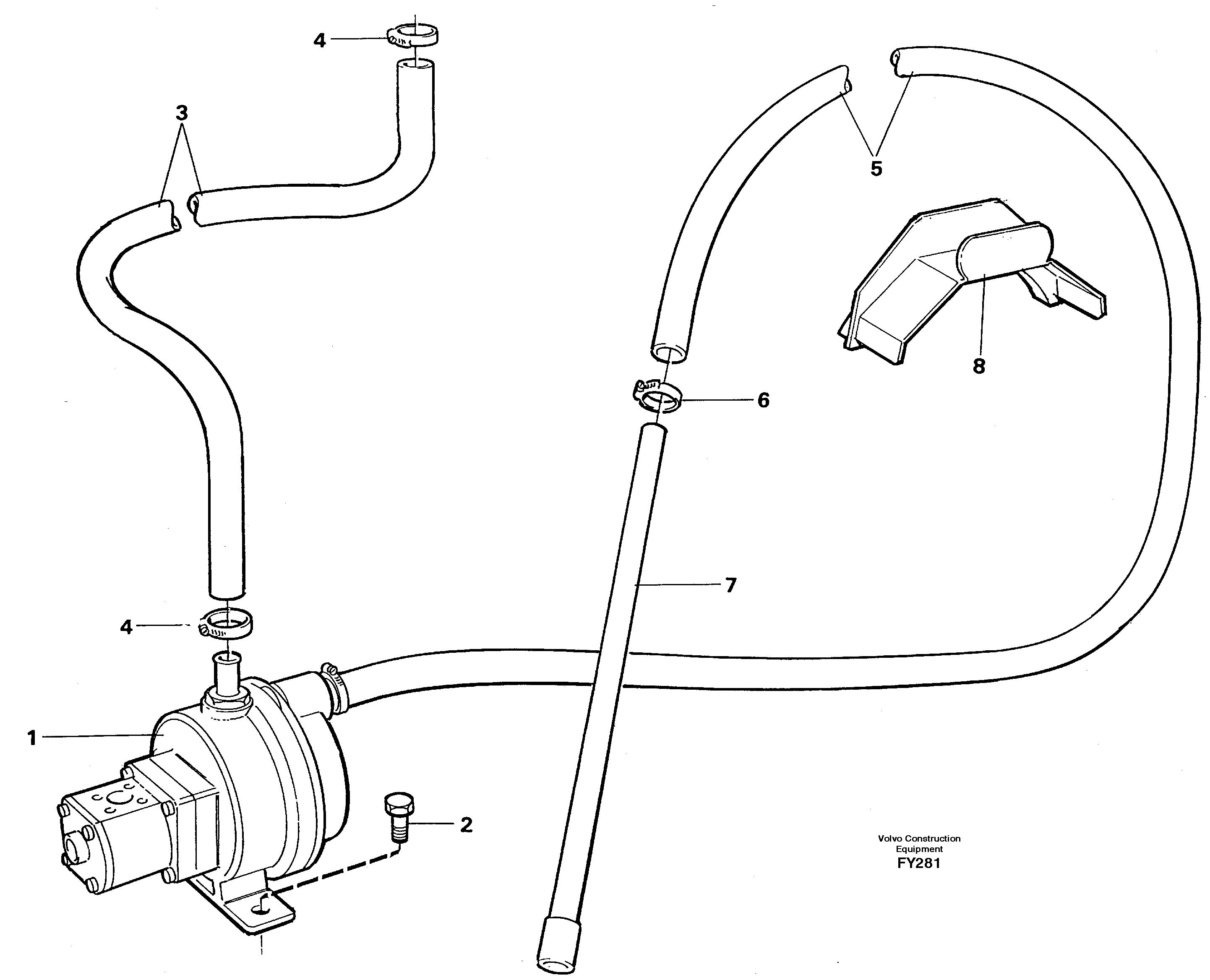 Fuelfilling pump with hoses — volvo parts diagram