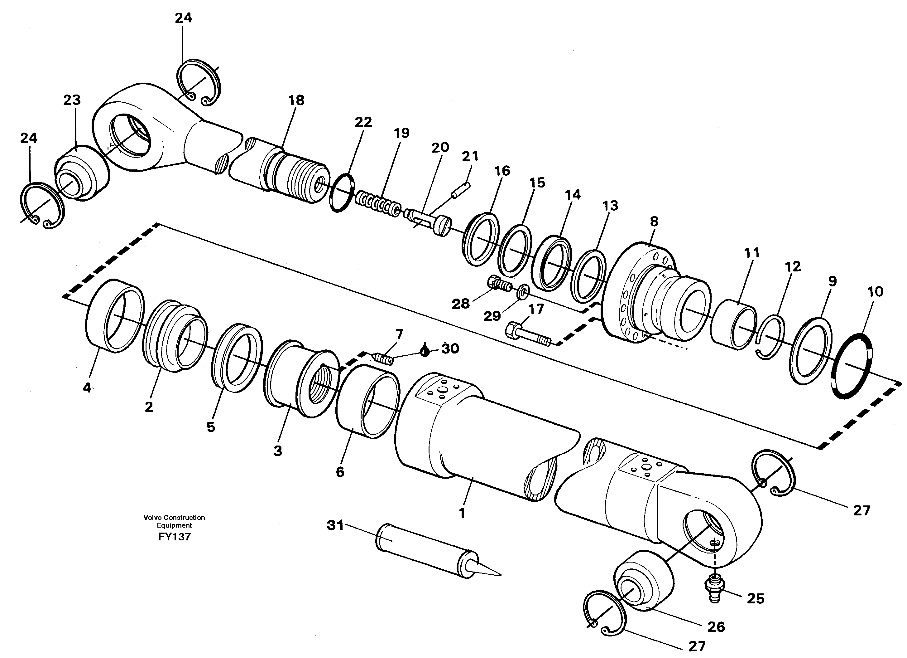 Bucket cylinder  14262397,14258753 — volvo parts diagram