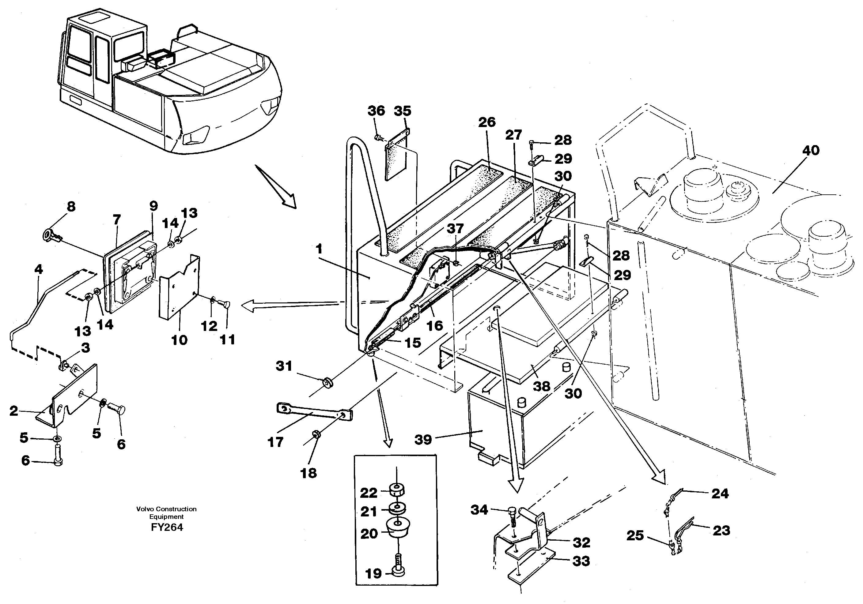 Casing over battery — volvo parts diagram