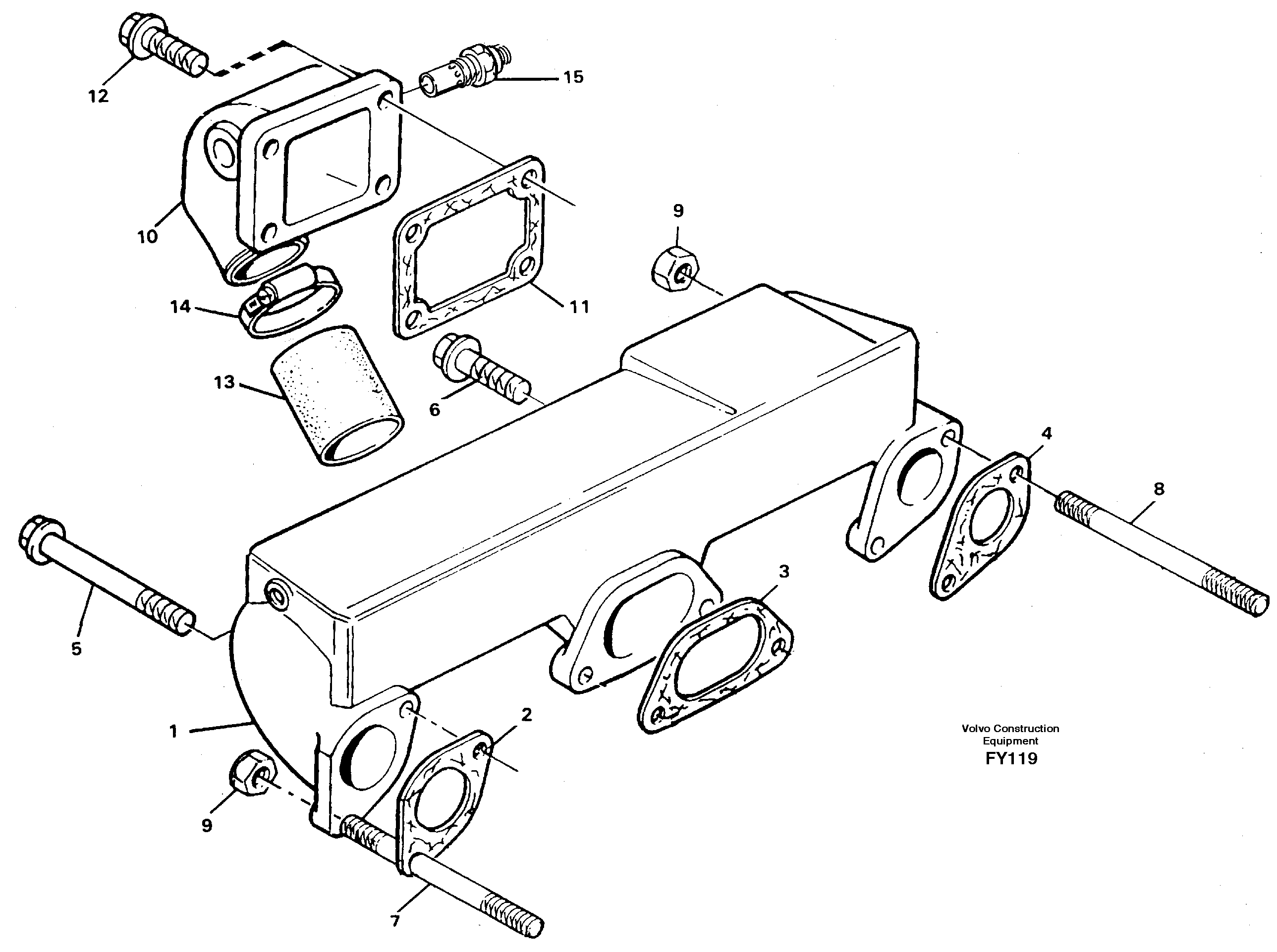 Induction manifold with fitting parts — volvo parts diagram