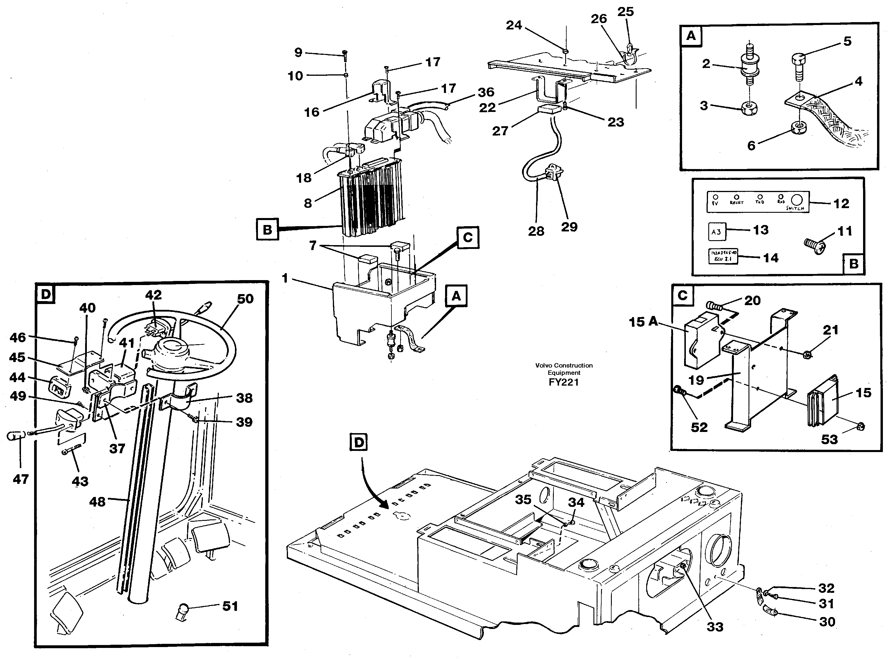 Electric installation in cab floor — volvo parts diagram