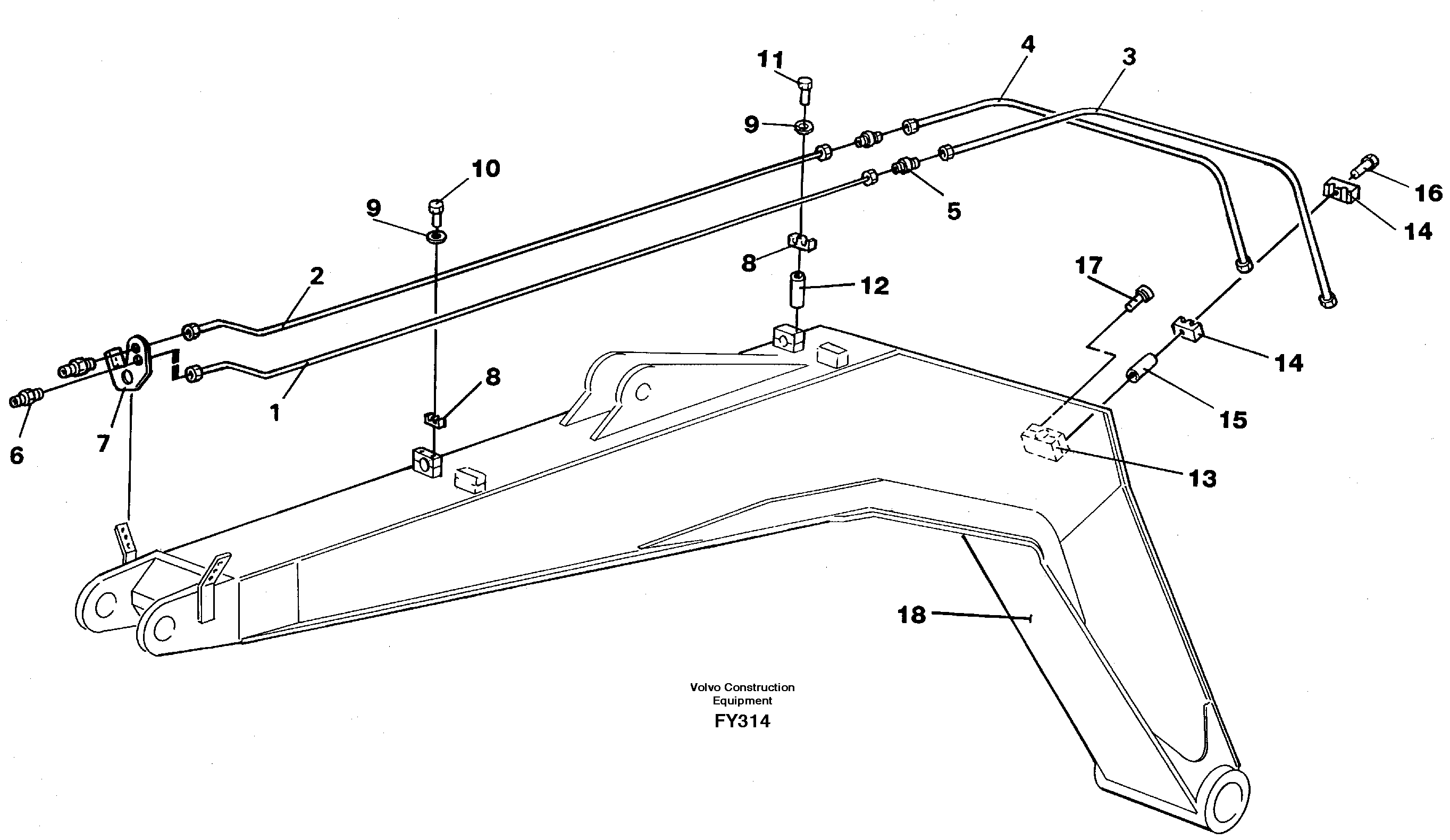 Grab bucket. boom 4.4m  14259581 — volvo parts diagram