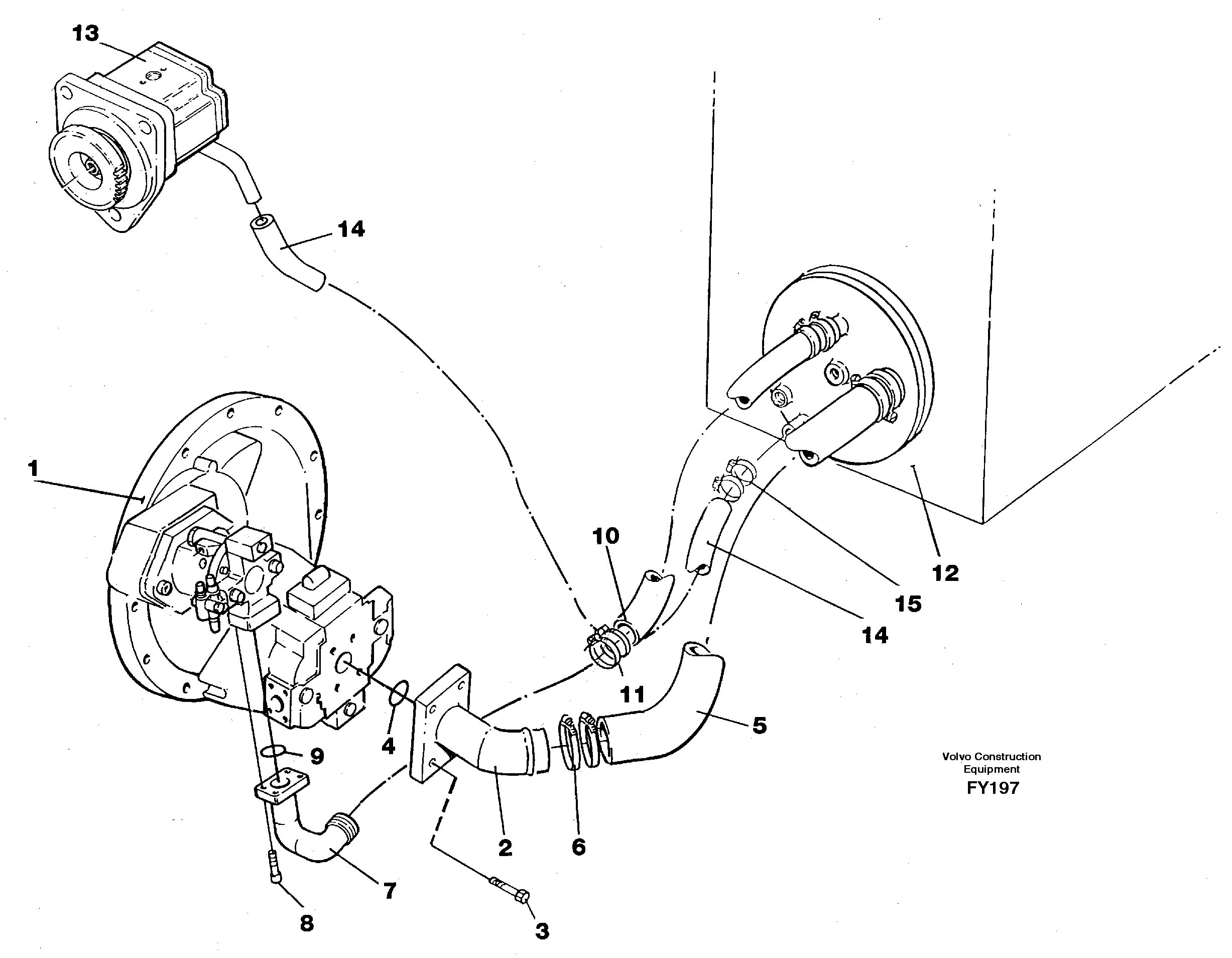 Hydraulic system suction lines — volvo parts diagram