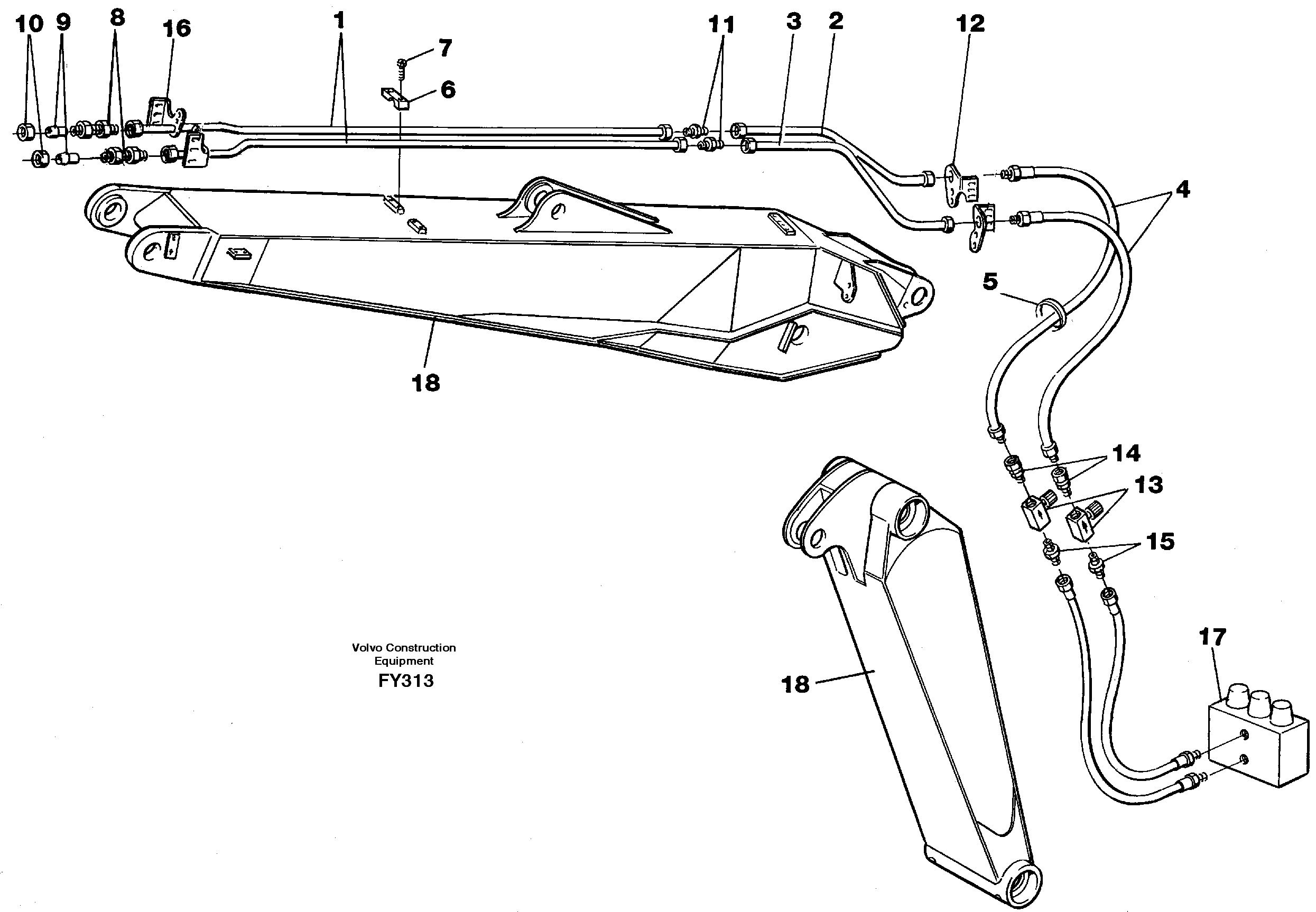 Slope/grab bucket equipment, adjustable boom 4.62m  14253464 — volvo parts diagram