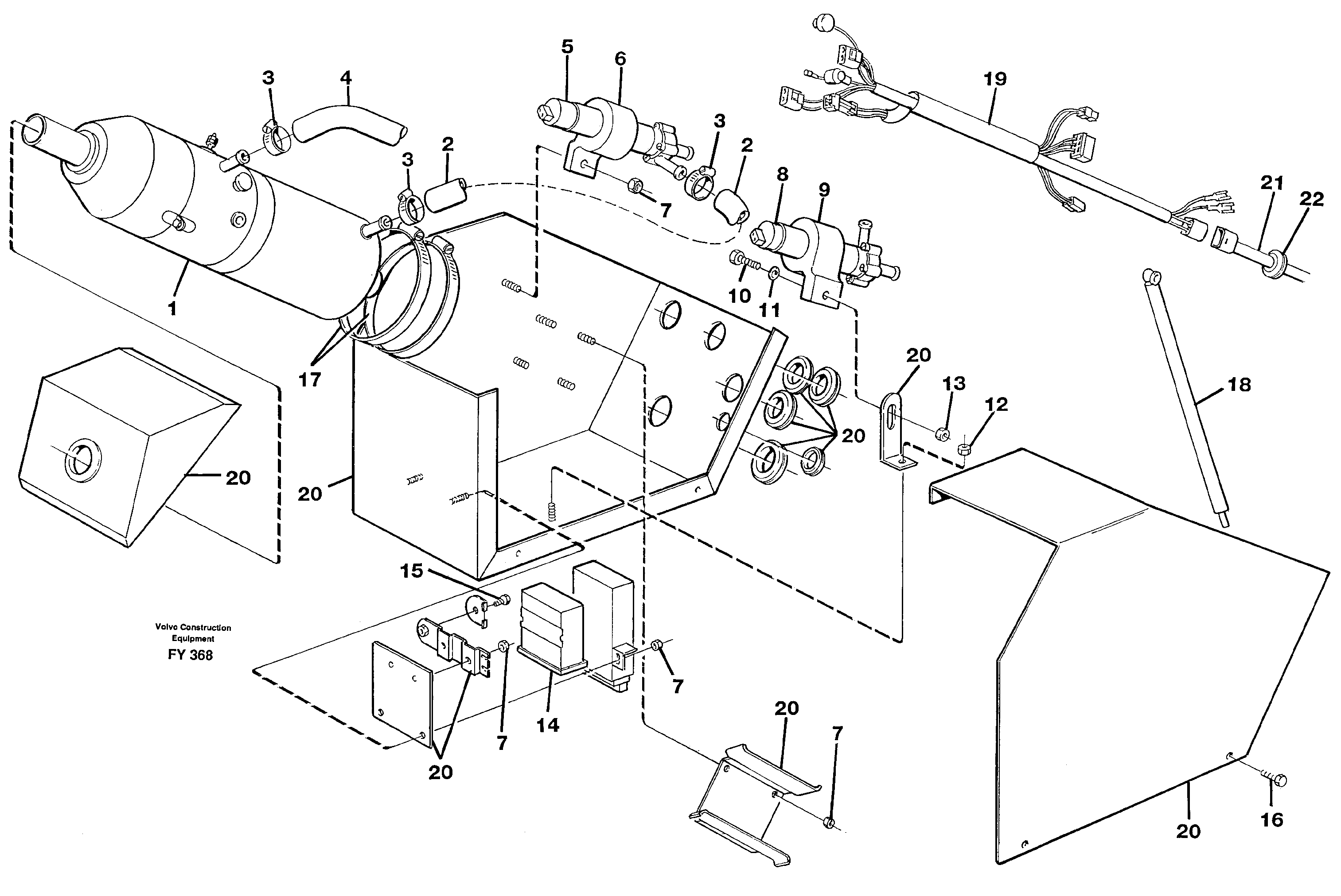 Diesel heater, with fitting parts  14267735 — volvo parts diagram