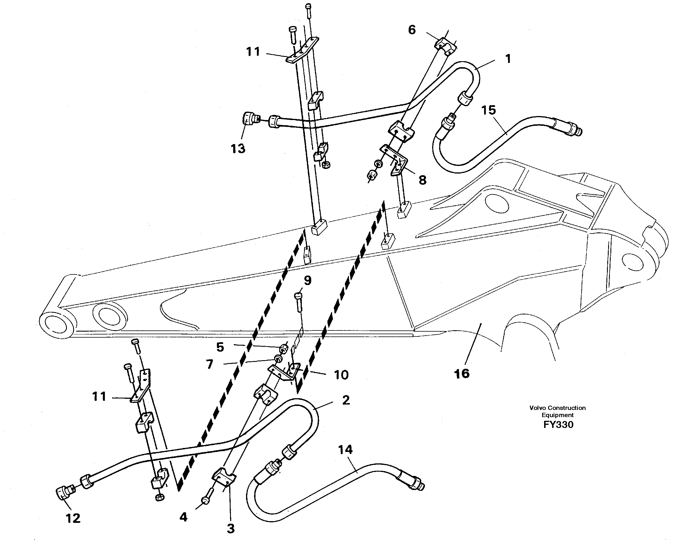 Hydraulic hammer equipm. digger arm 2.0m and 2.4m  14262399 14253358 — volvo parts diagram