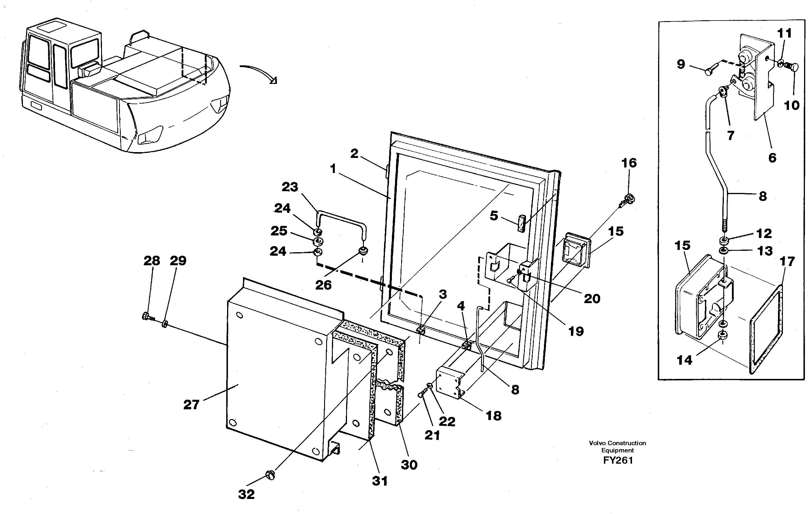 Door, servo pumps, right — volvo parts diagram