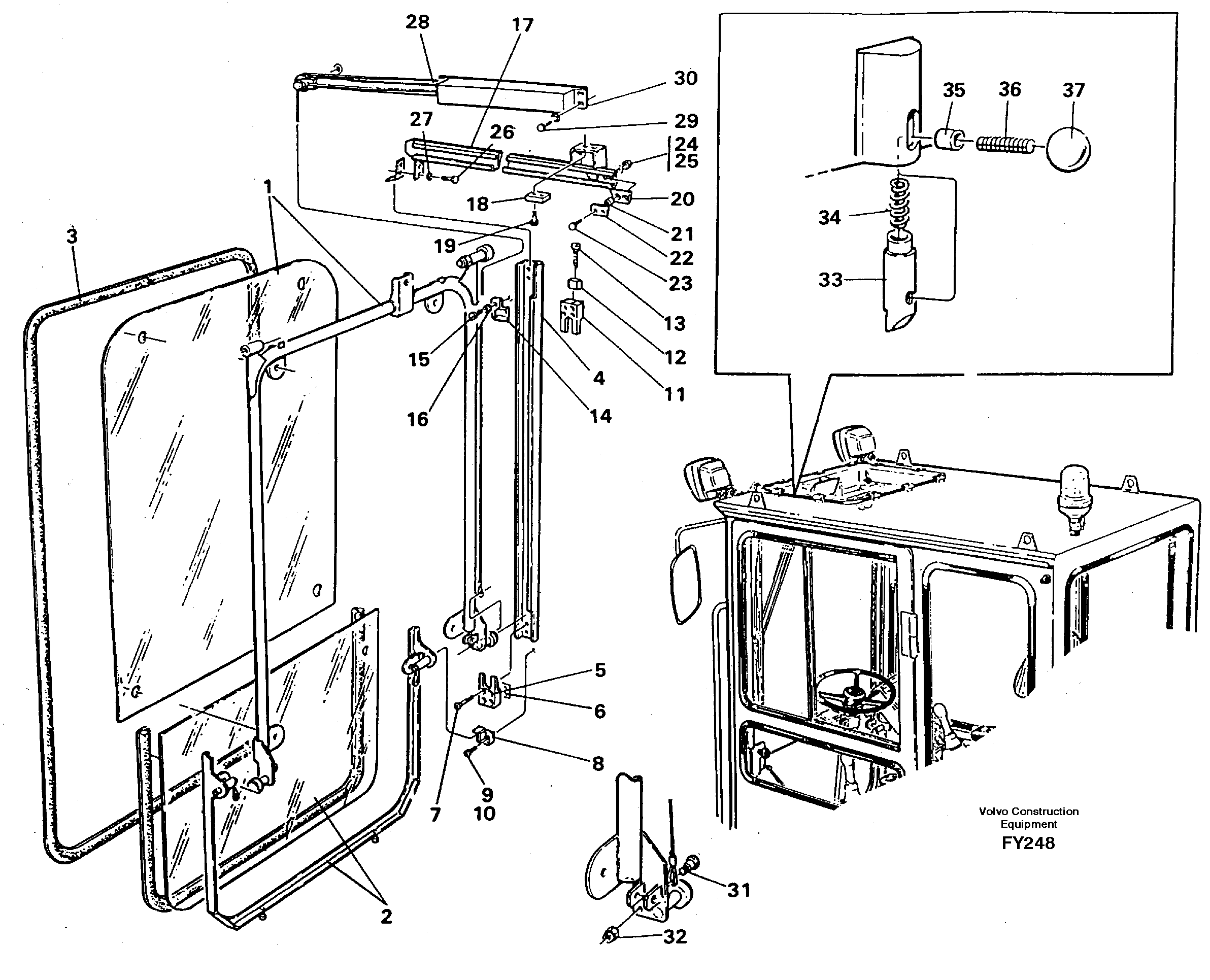 Front window, Lifting device — volvo parts diagram