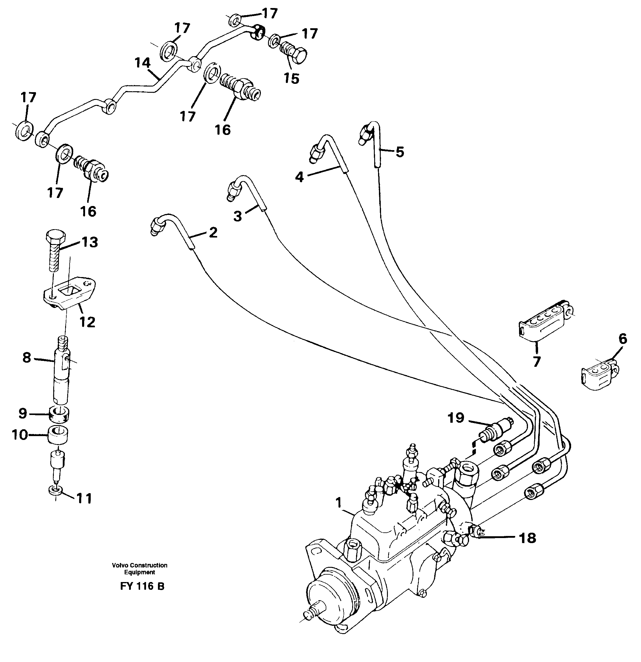 Fuel lines, injectors — volvo parts diagram