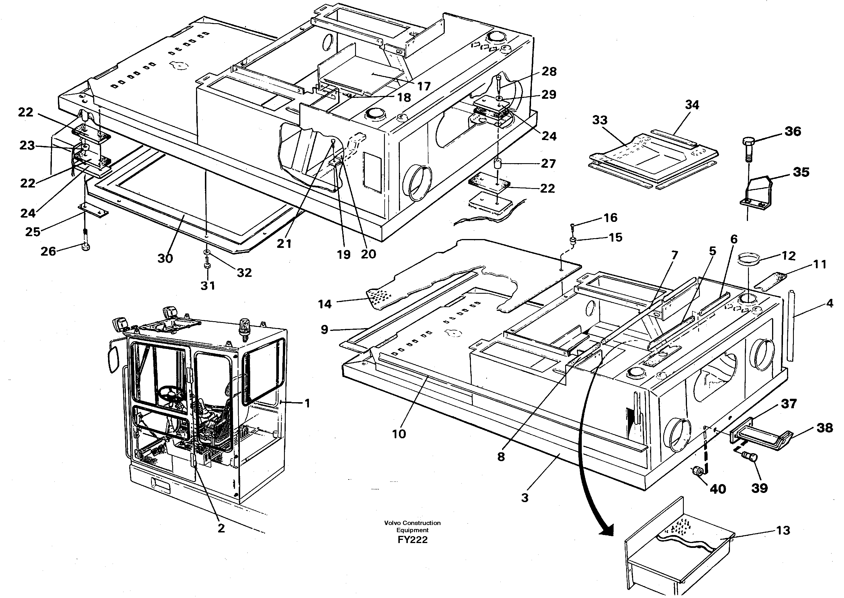 Drivers cab and cabin floor — volvo parts diagram