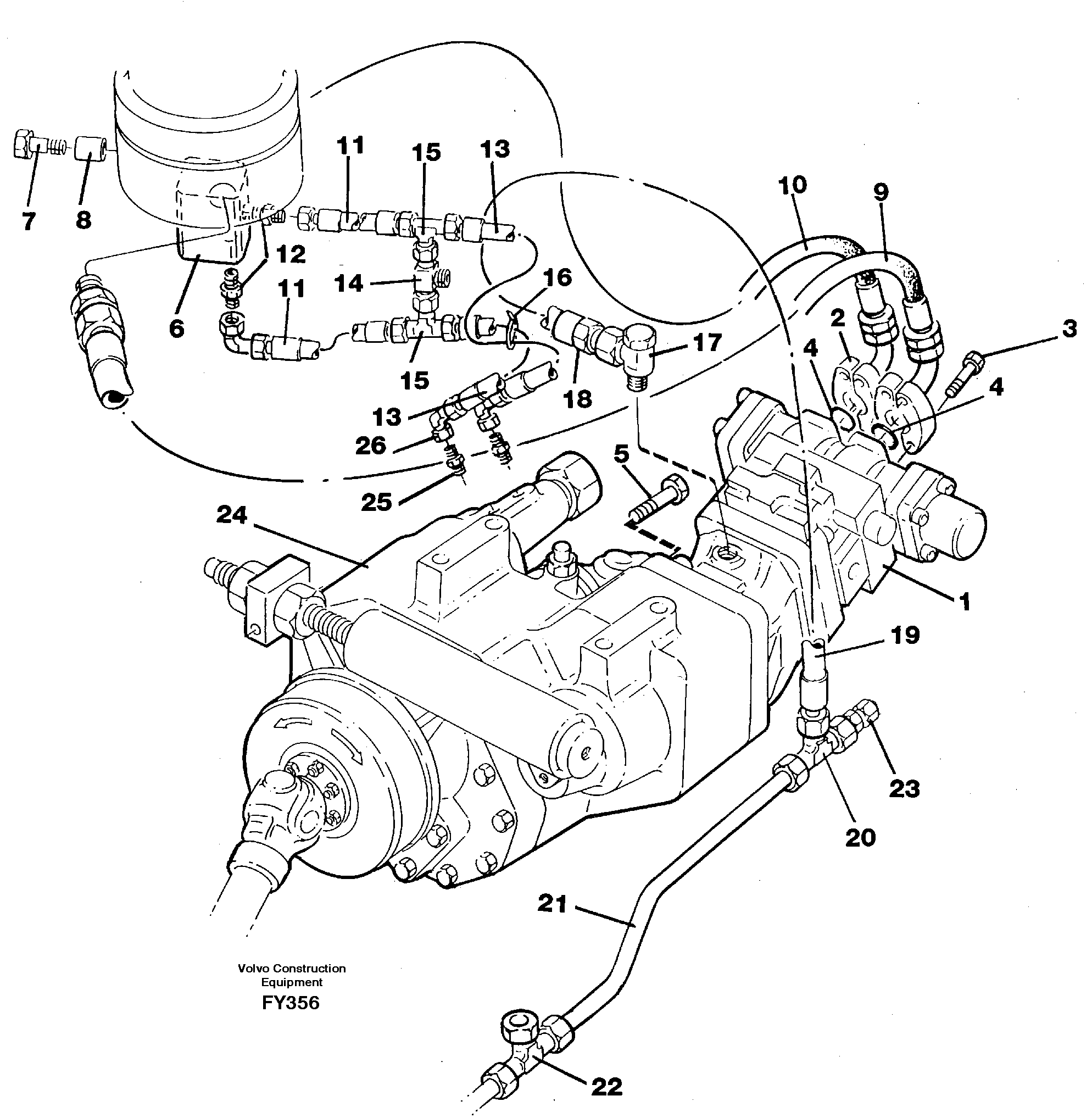 Hydraulic system, transport in undercarrige — volvo parts diagram