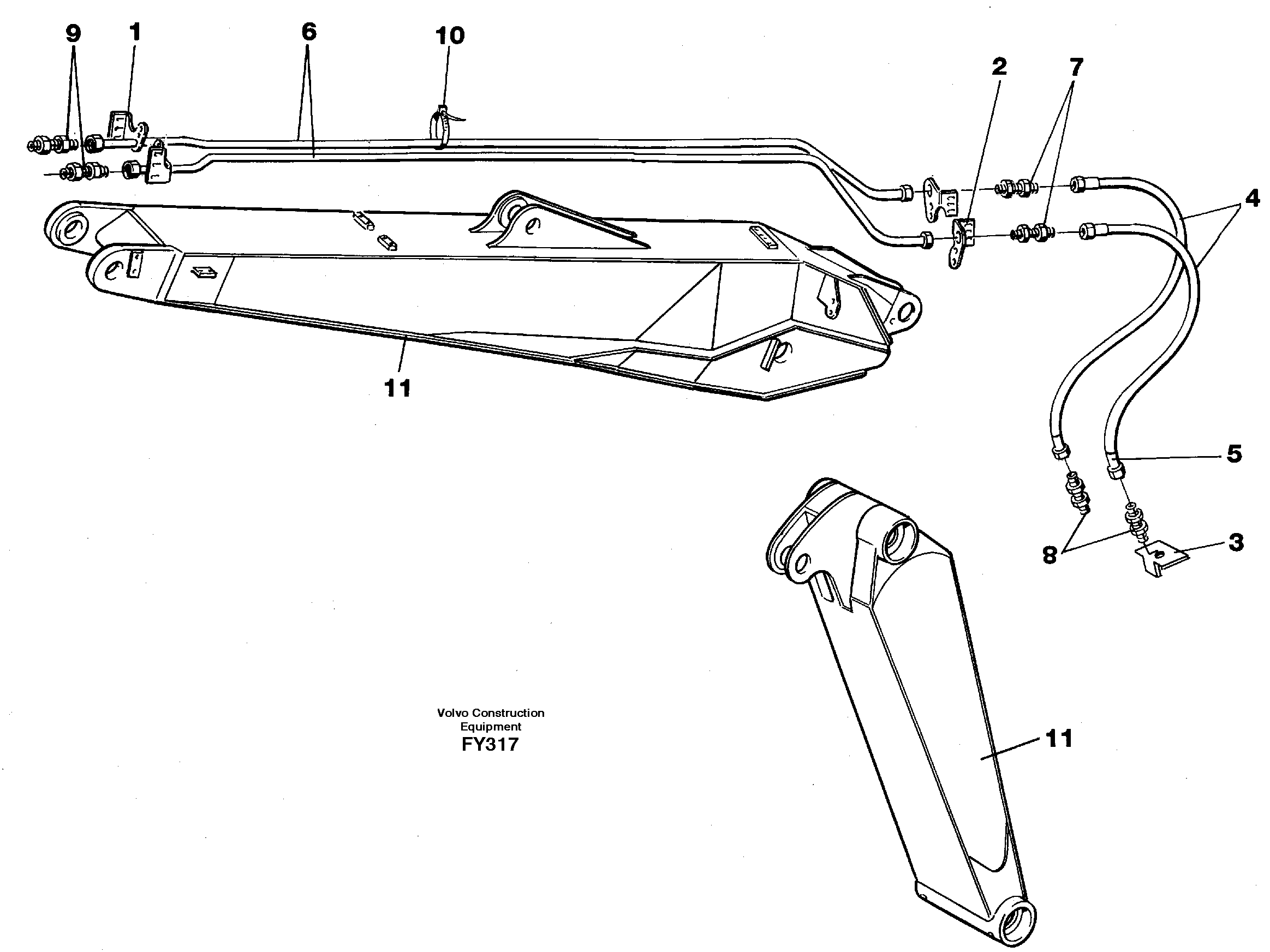 Grab bucket equipment, adjustible boom 4.62m  14259580 — volvo parts diagram