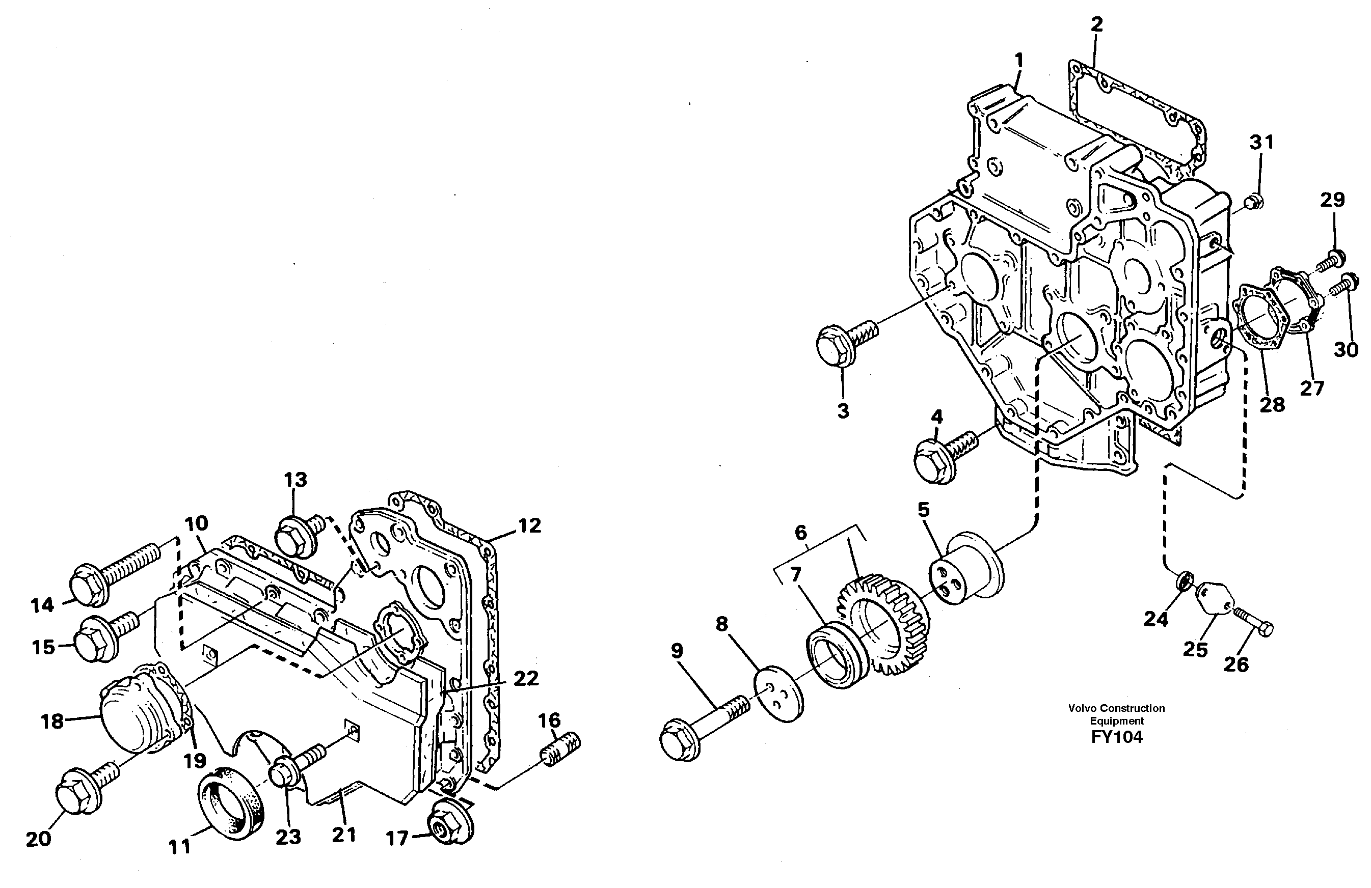 Timing gear casing — volvo parts diagram