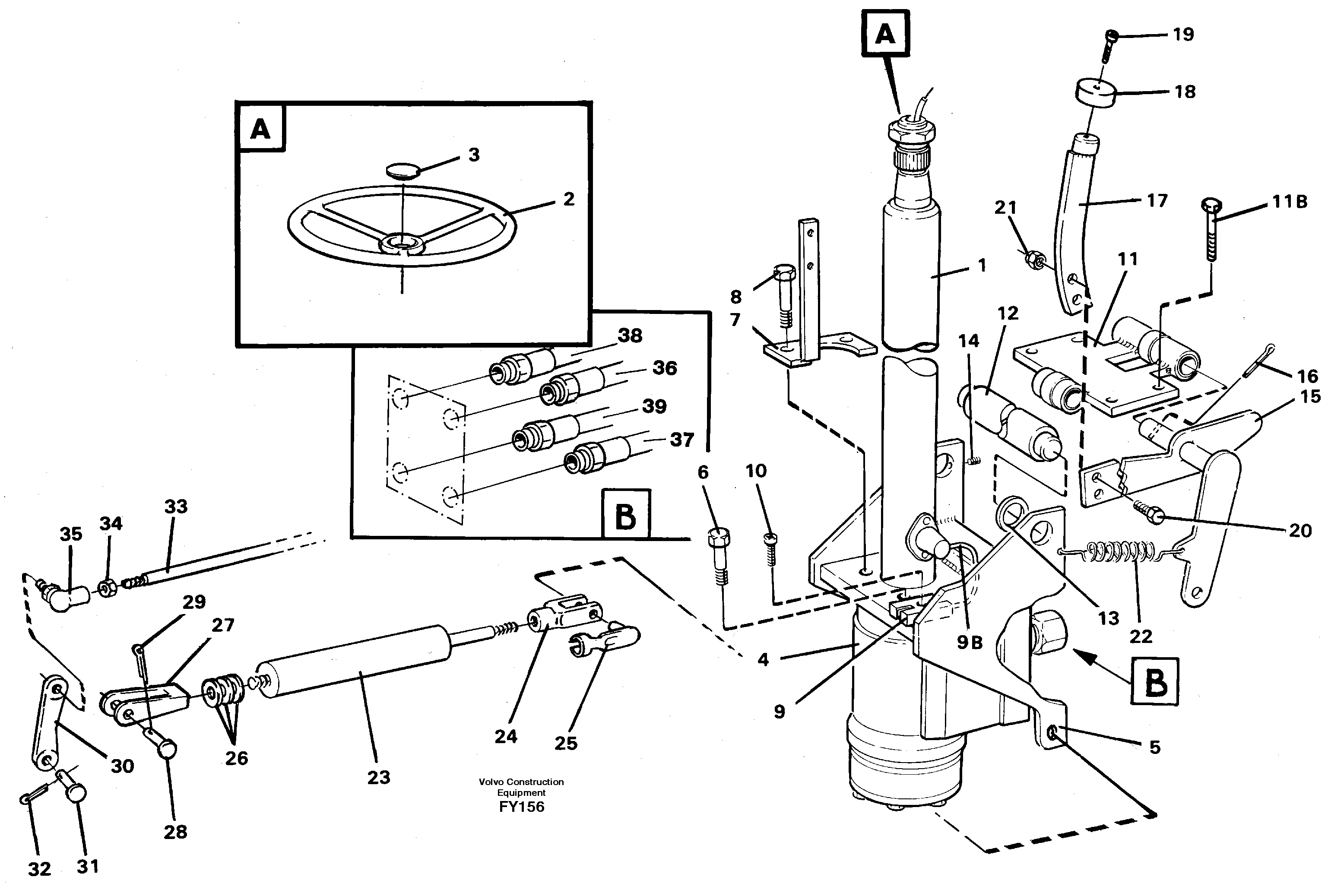 Adjustable steering column — volvo parts diagram