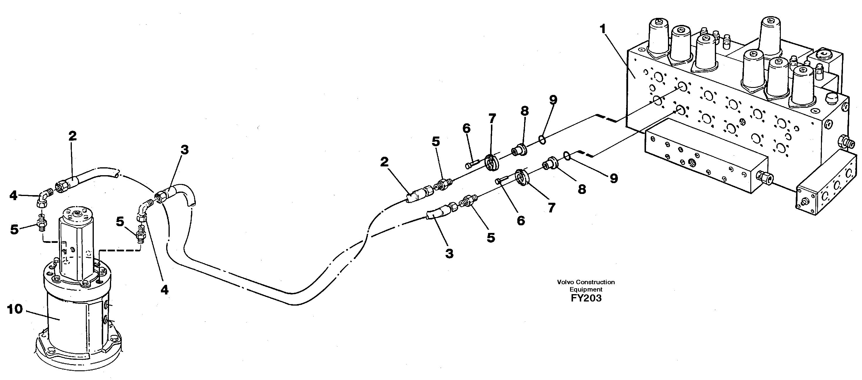 Hydraulic system, stabilisors,dozer blade — volvo parts diagram