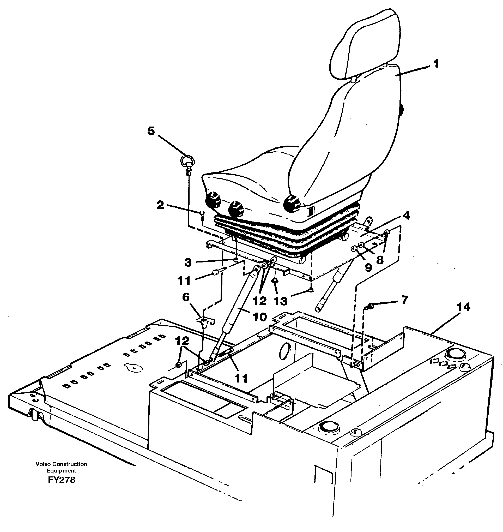 Operator seat with fitting parts — volvo parts diagram