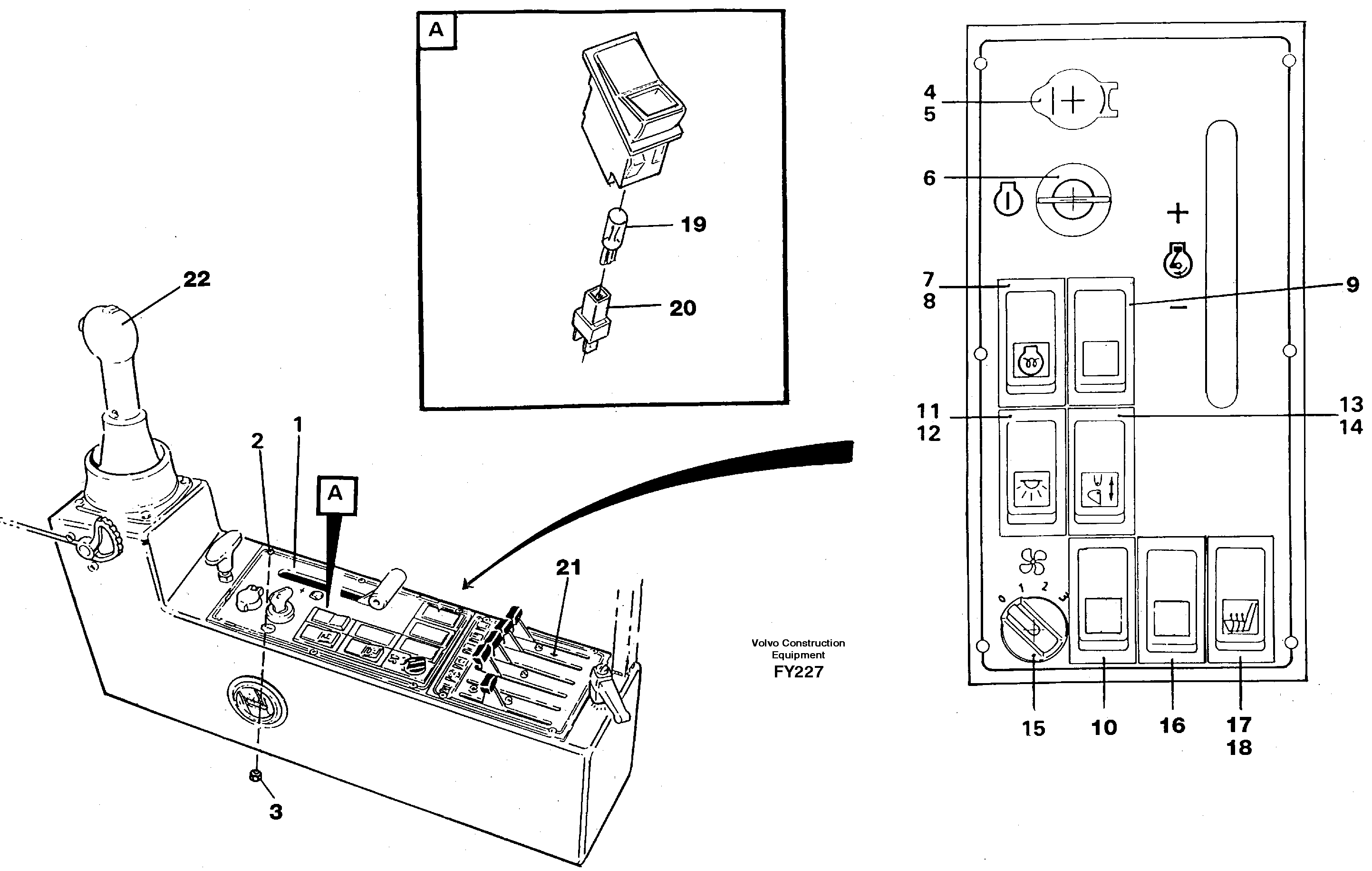 Engine control panel — volvo parts diagram