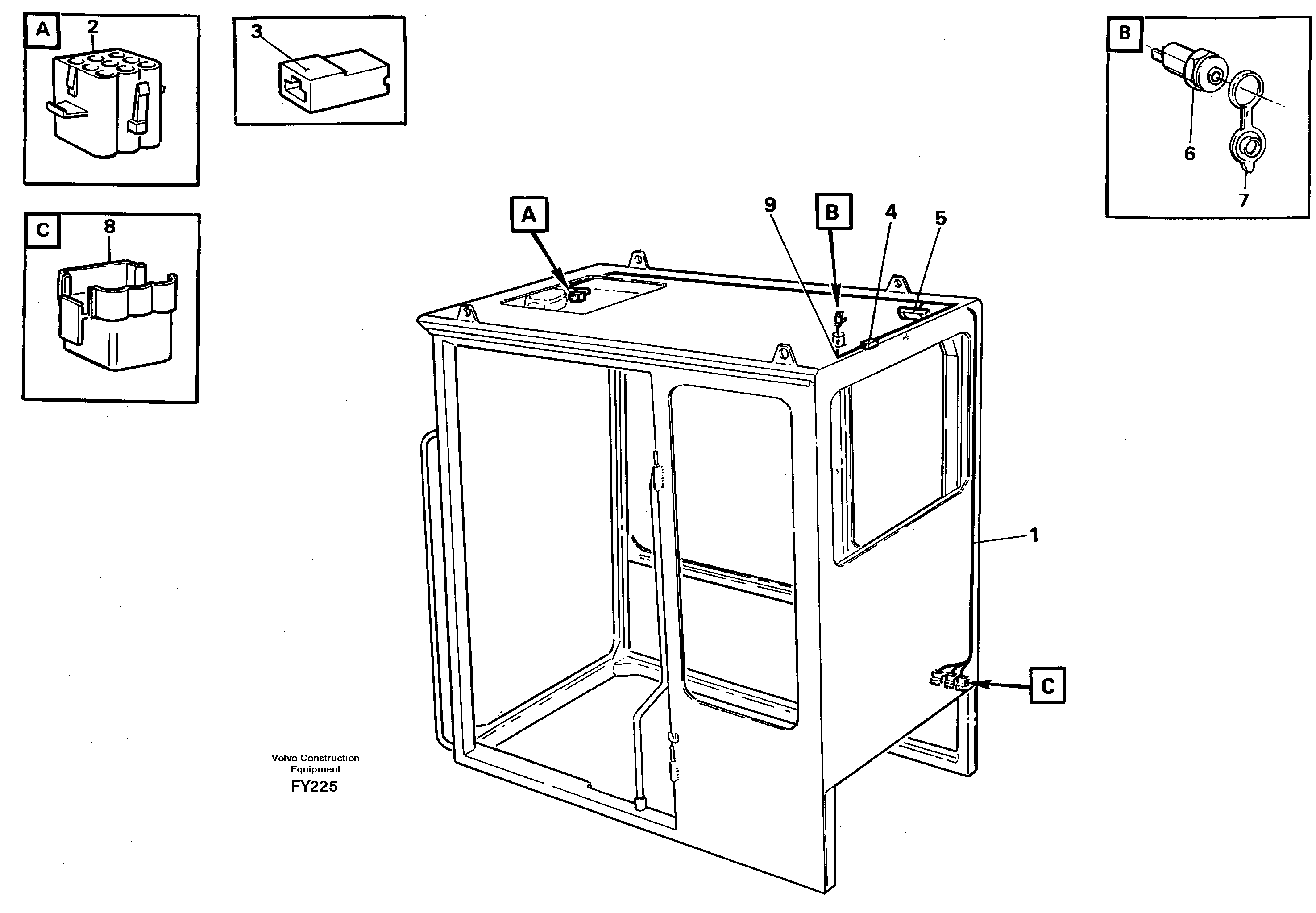 Cable harnesses, cab — volvo parts diagram