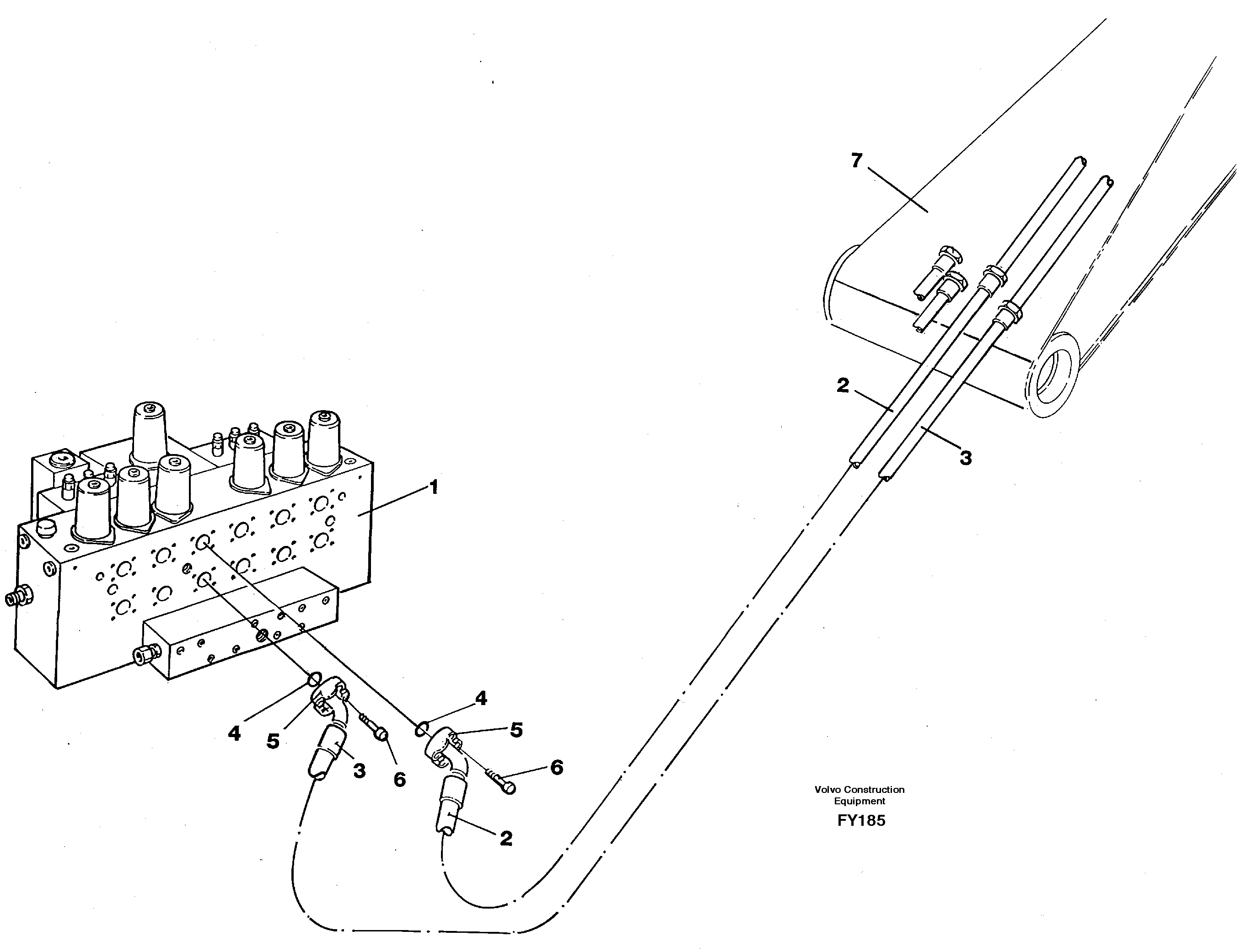 Hydraulic system, dipperarm — volvo parts diagram