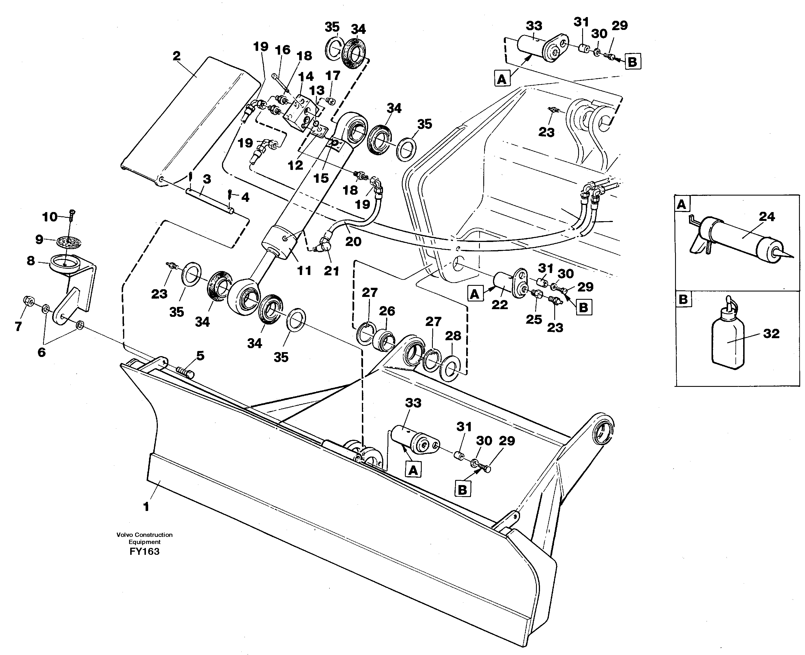 Dozer blade 2,5m, 2,6m  14302127 14302286 — volvo parts diagram
