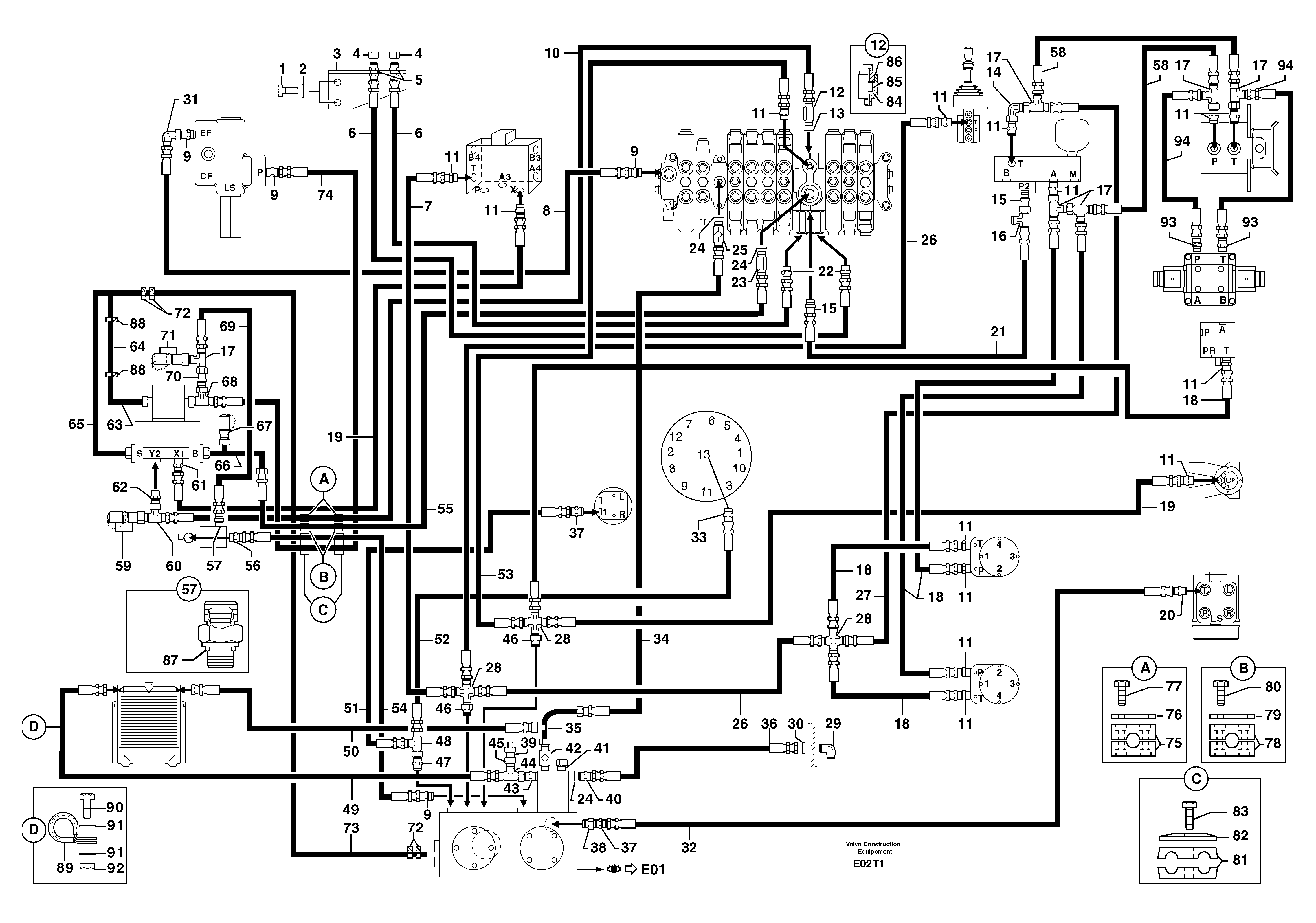 Attachments supply and return circuit — volvo parts diagram