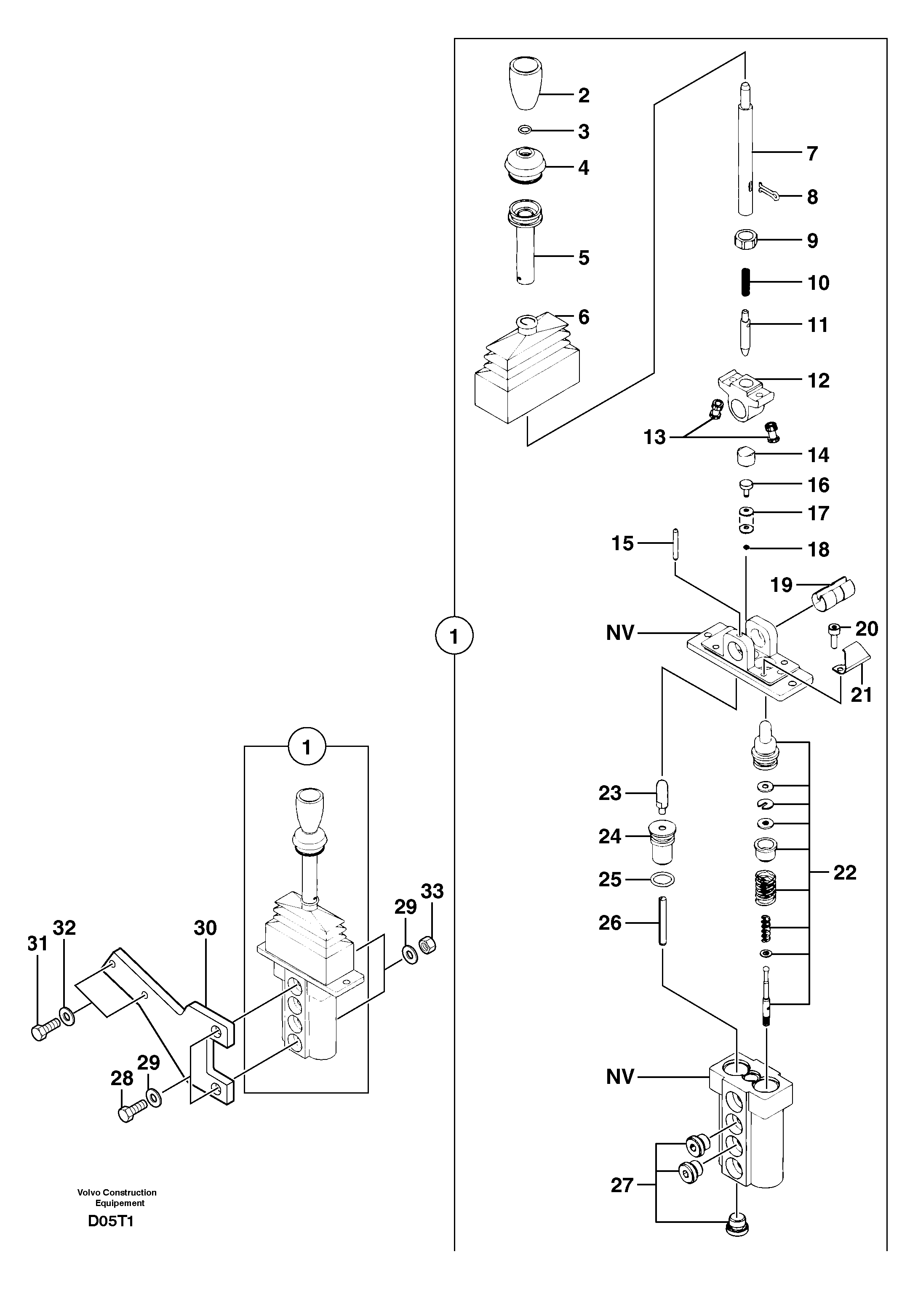 Hand brake control — volvo parts diagram