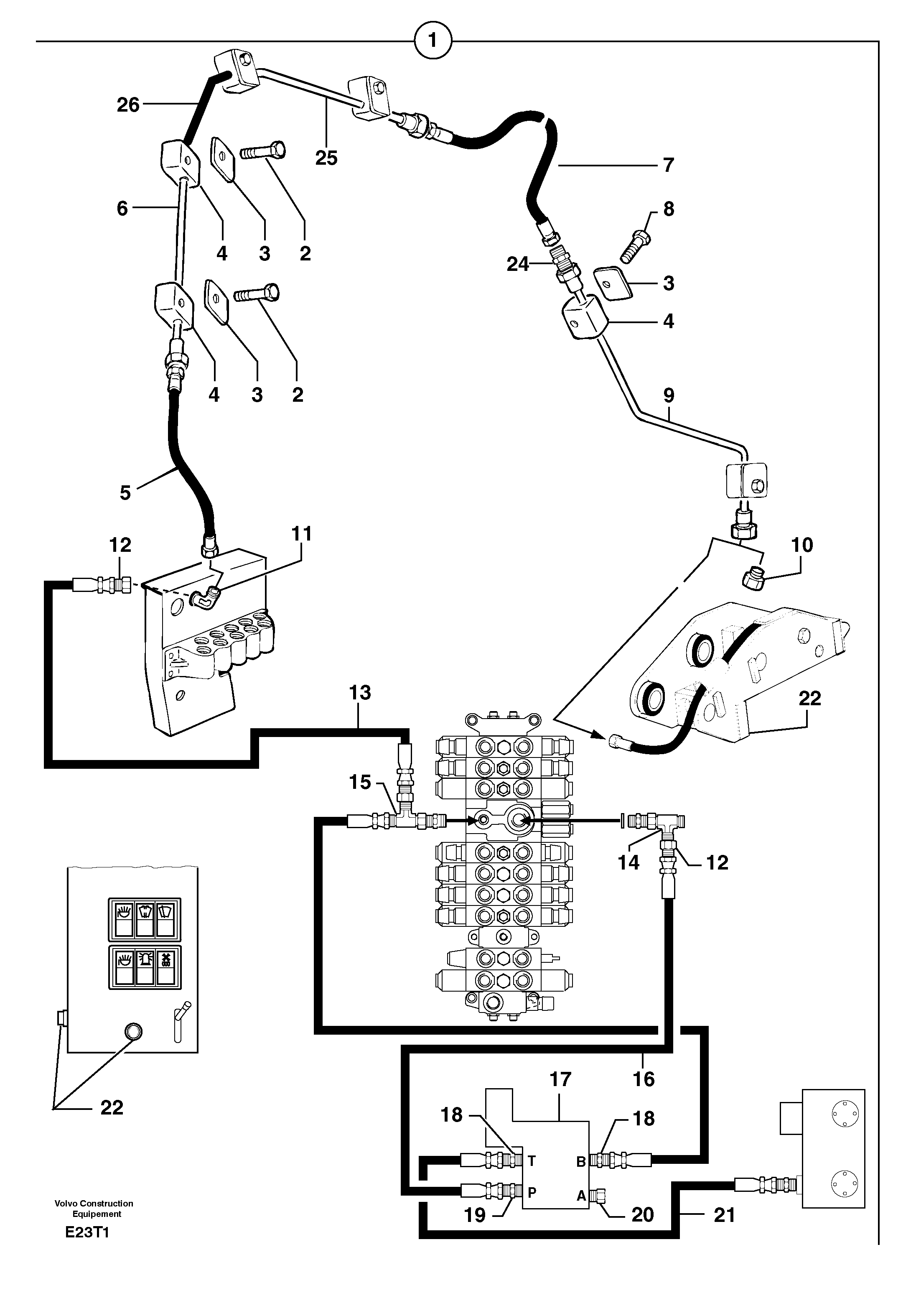 Hydraulic circuit ( snap-action attachment ) — volvo parts diagram