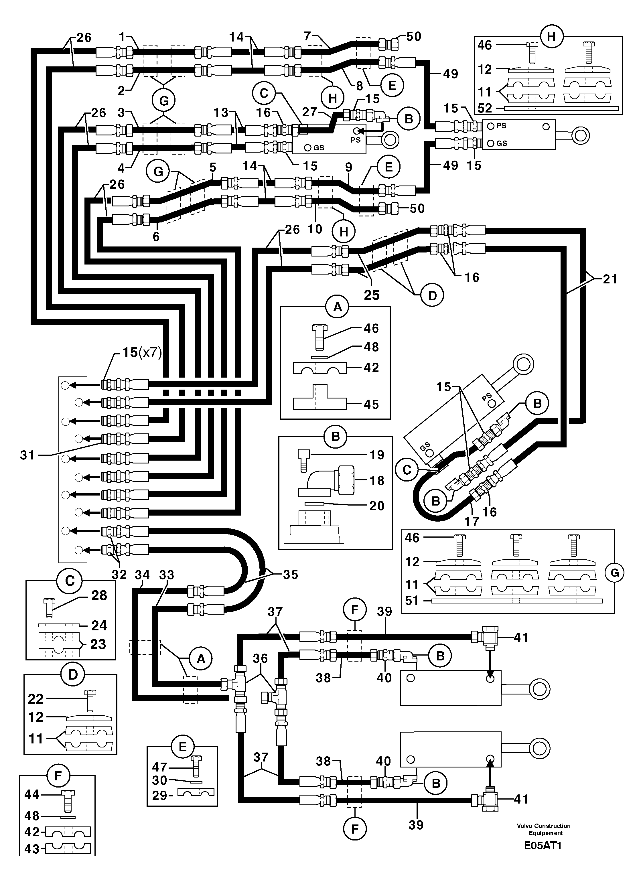Hydr. circuit ( attachment ) ( continued ) — volvo parts diagram