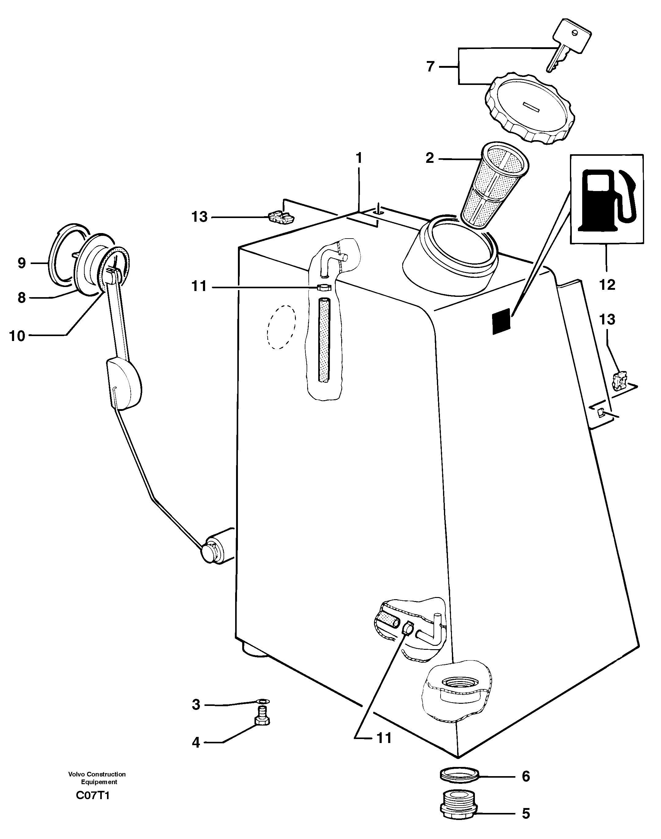 Gas-oil tank — volvo parts diagram