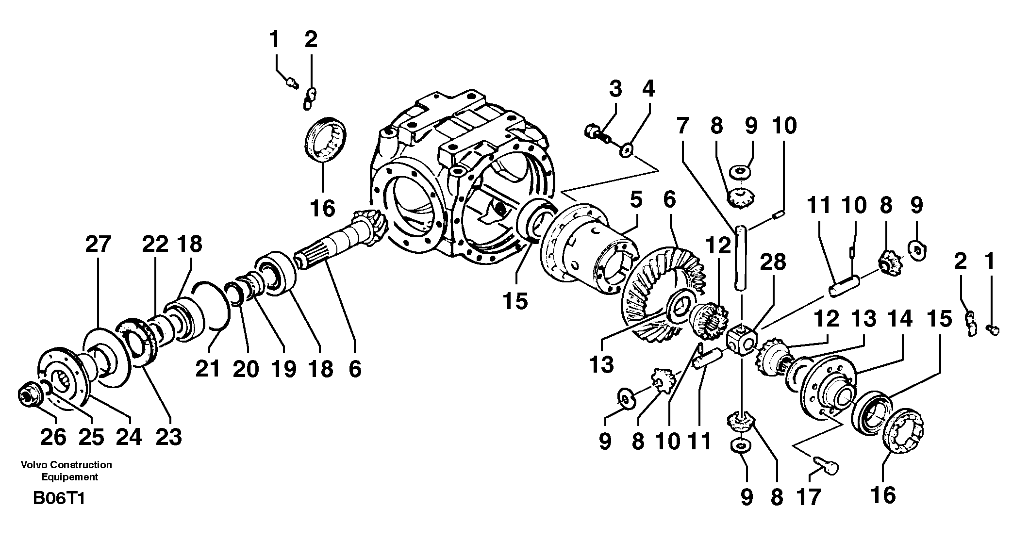 Front axle ( 1660 ) : differential — volvo parts diagram