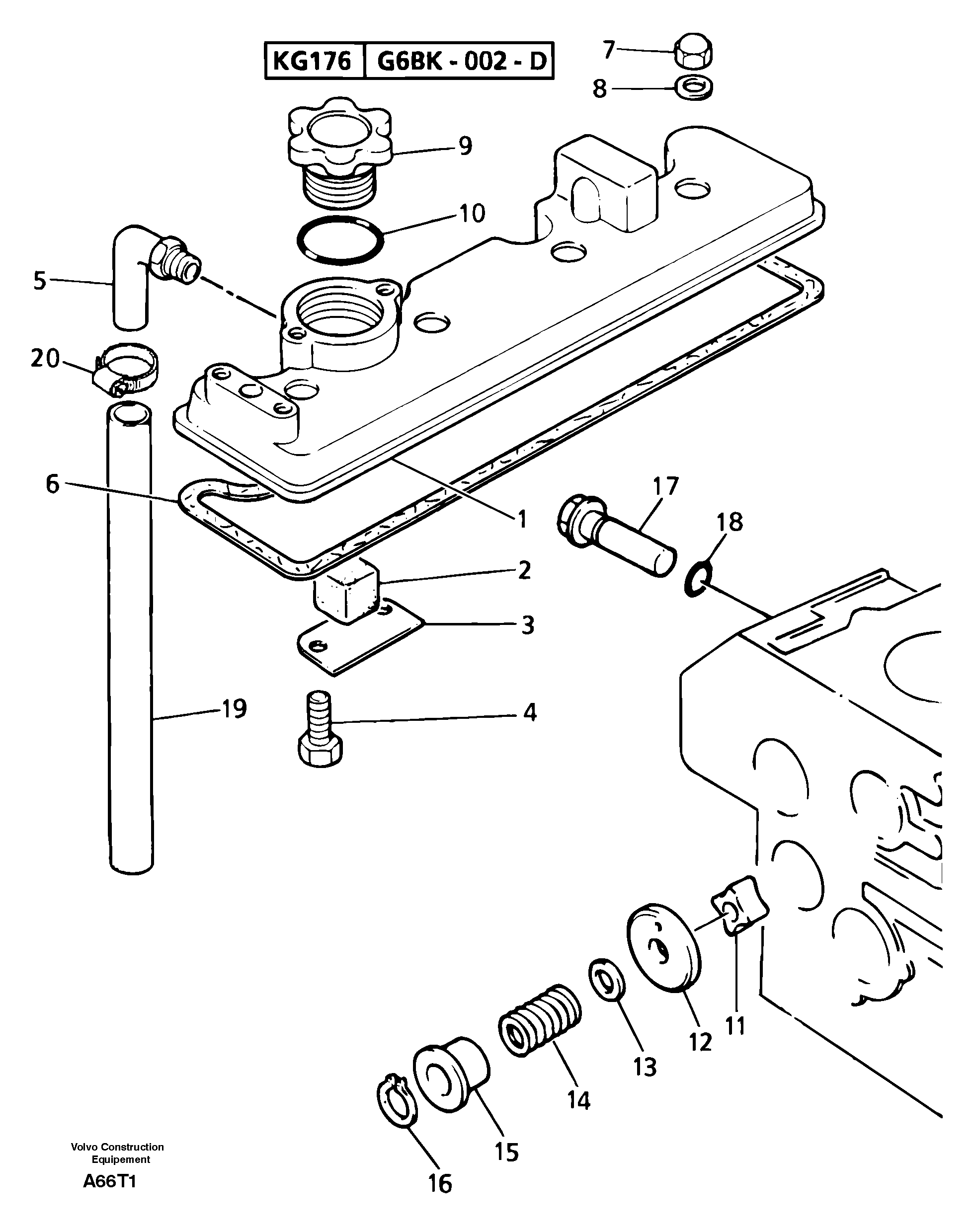 Lubrication oil filler and breather — volvo parts diagram