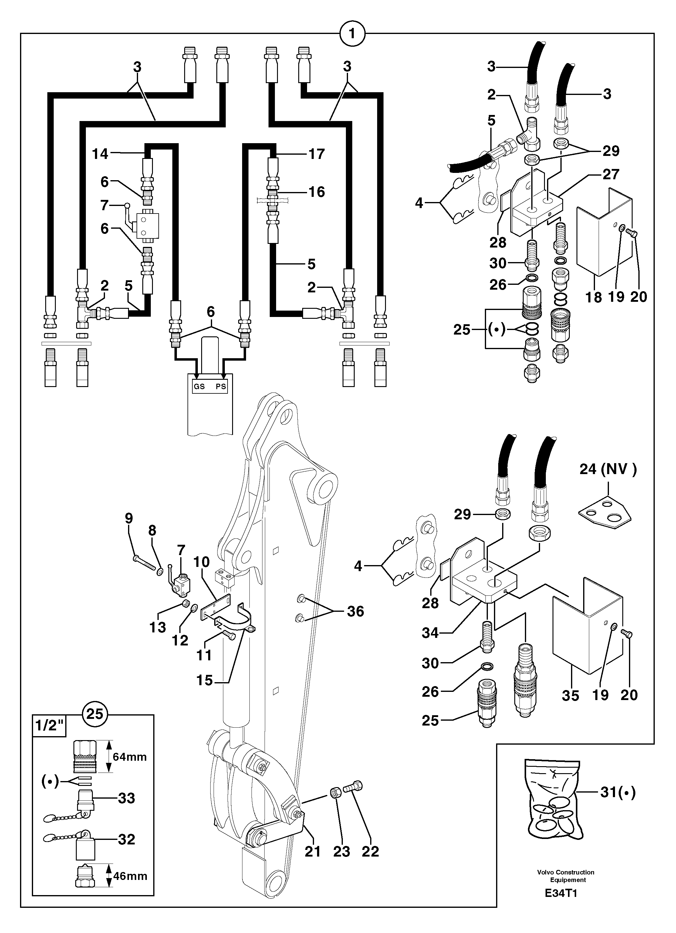 Hydr. circuit. ( attachment ) ( grab jaw ) — volvo parts diagram