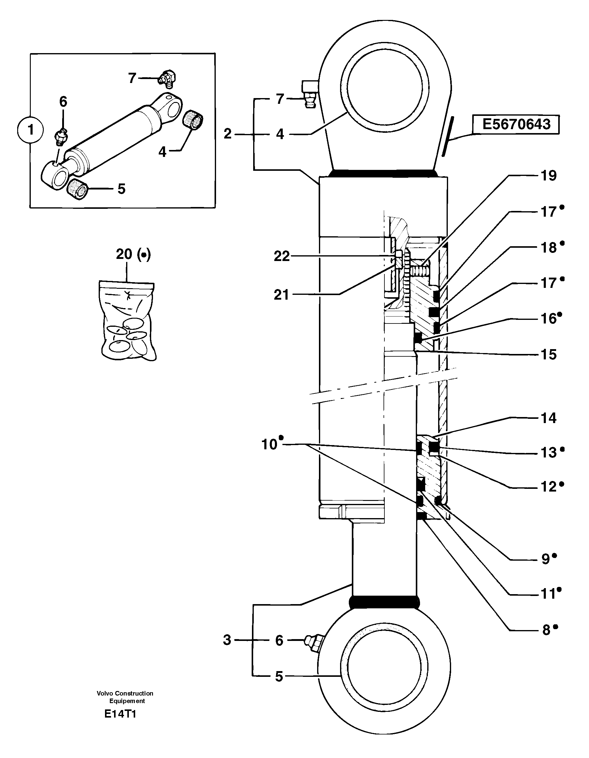 Dipper arm cylinder — volvo parts diagram