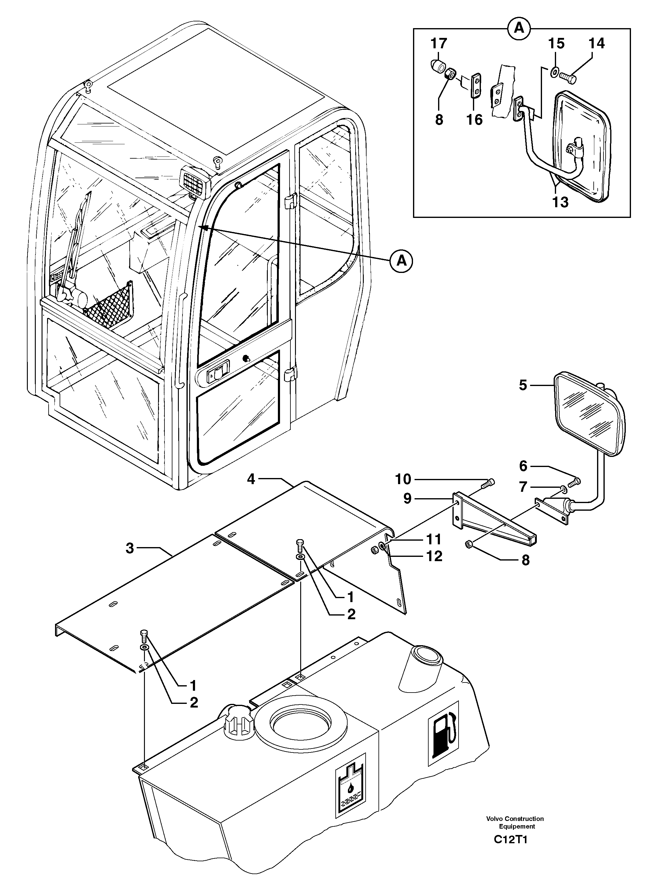 Rear-view mirror — volvo parts diagram