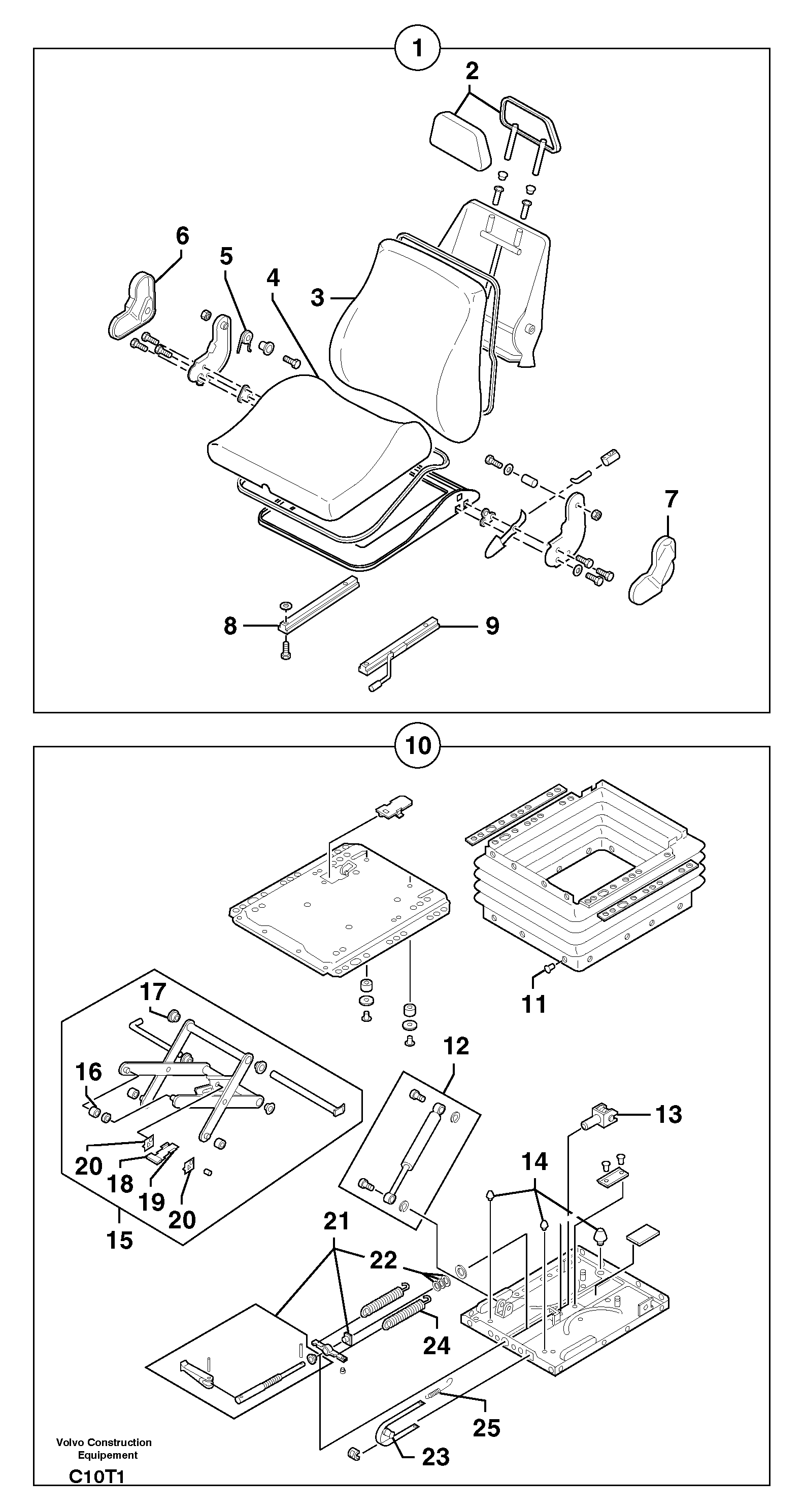 Suspended seat — volvo parts diagram