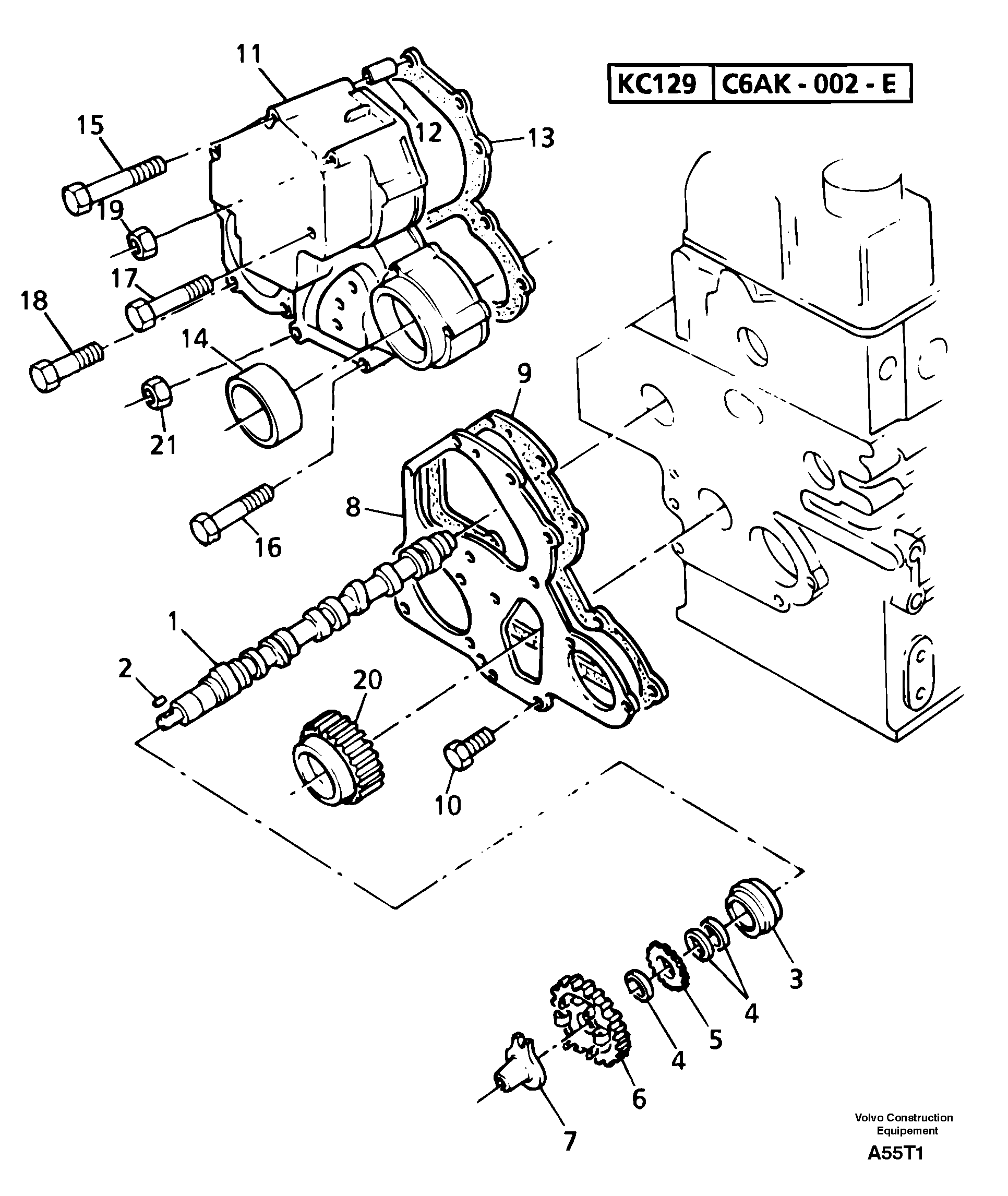 Timing gear and camshaft — volvo parts diagram