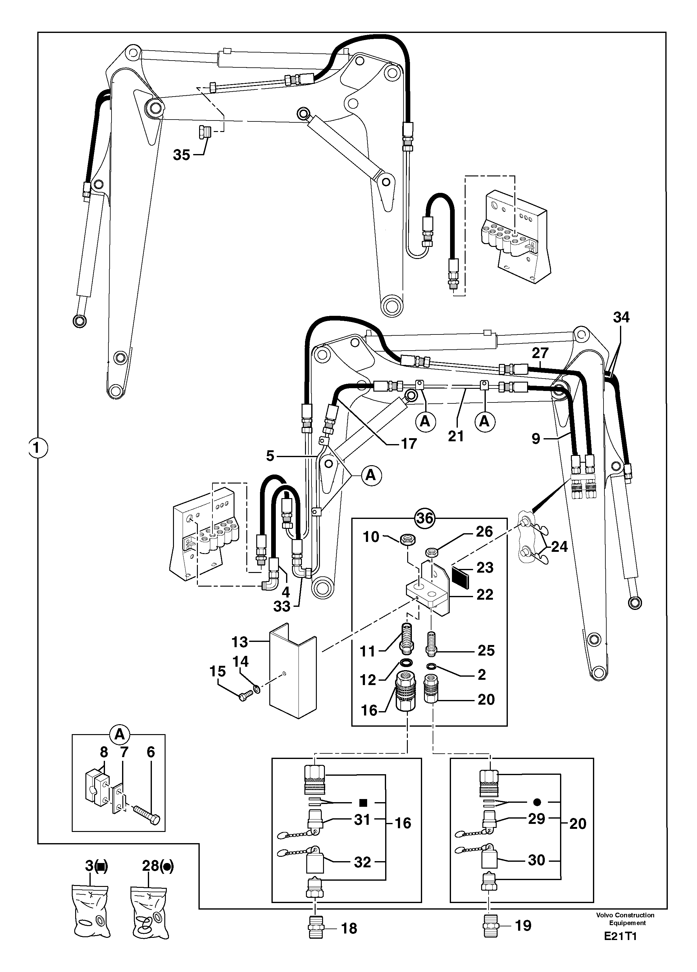 Hydraulic circuit ( accessories - 75 l/min ) — volvo parts diagram