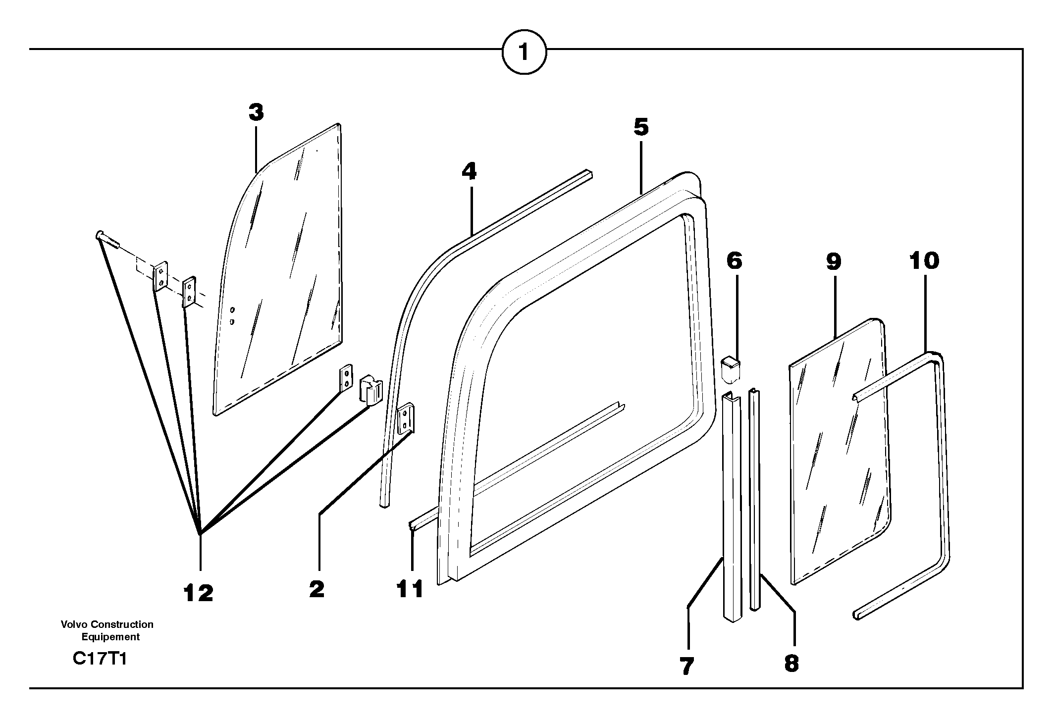 Cab : sliding window ( right ) — volvo parts diagram