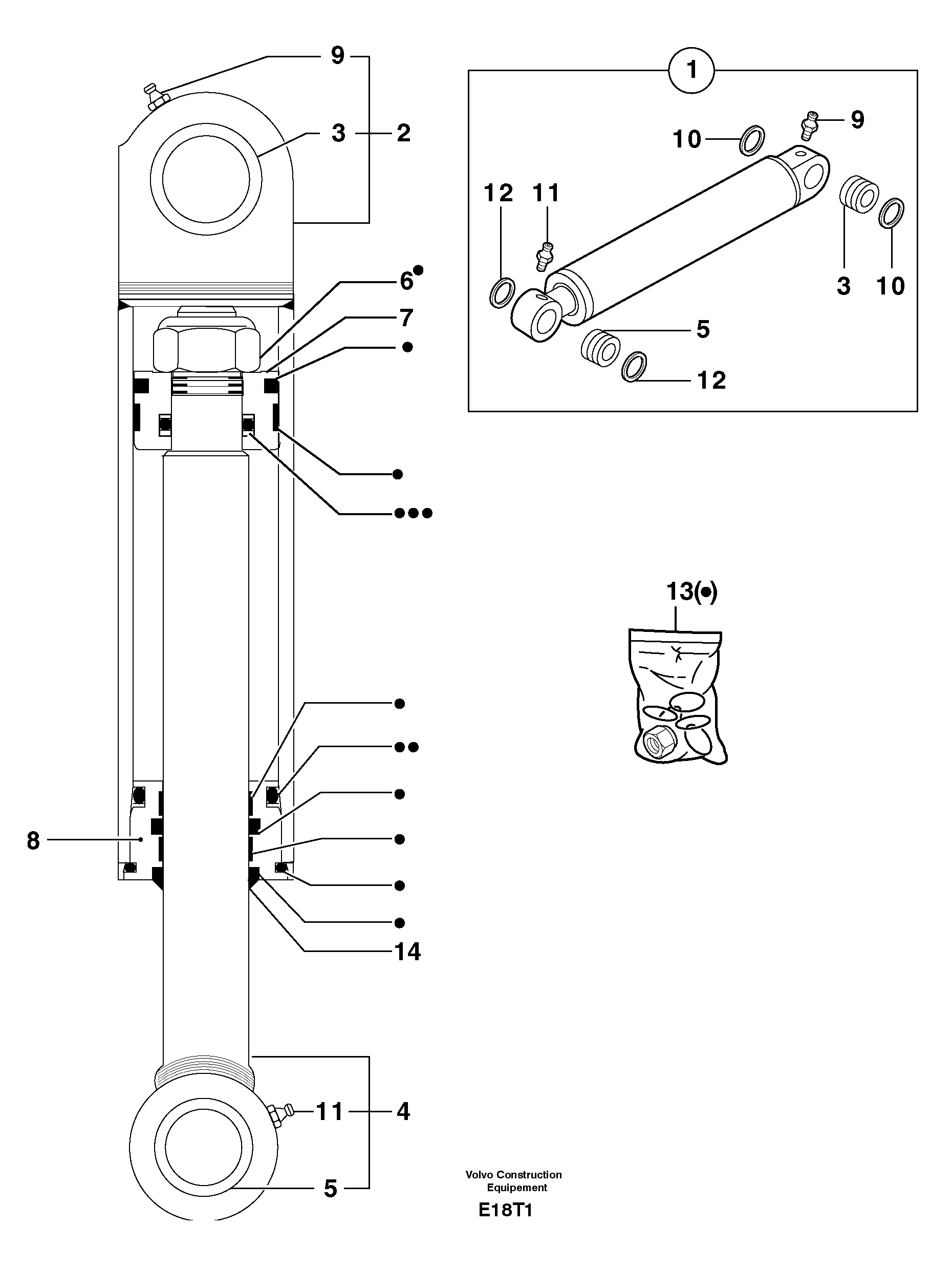 Intermediate boom cylinder — volvo parts diagram