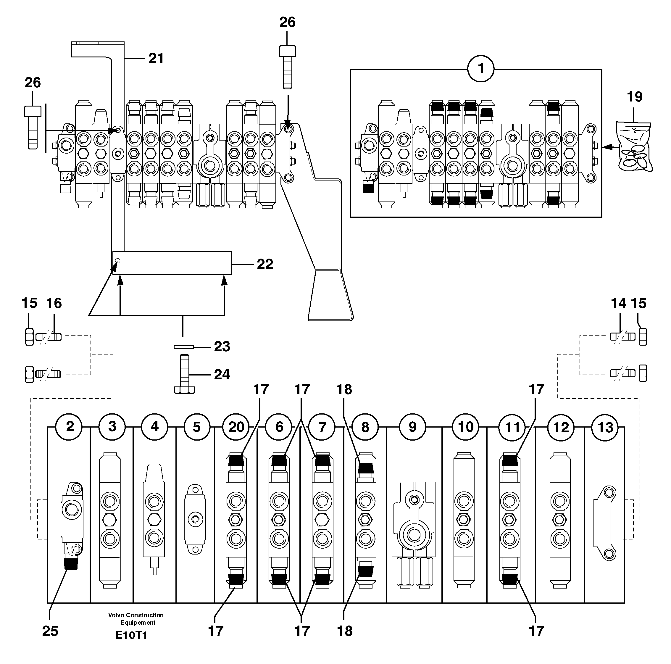 Control valve : 9 spools — volvo parts diagram