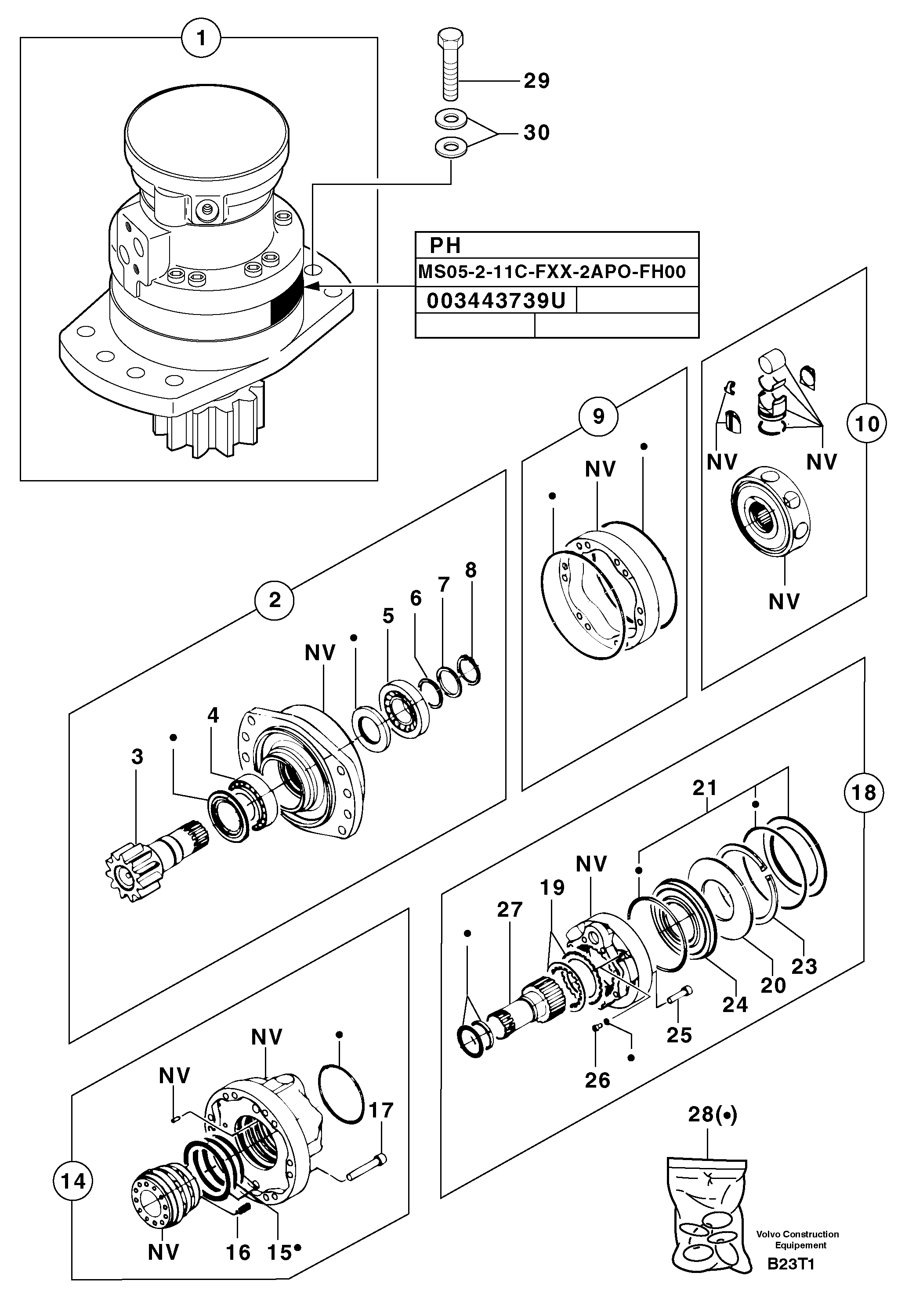 Slewing gear motor — volvo parts diagram